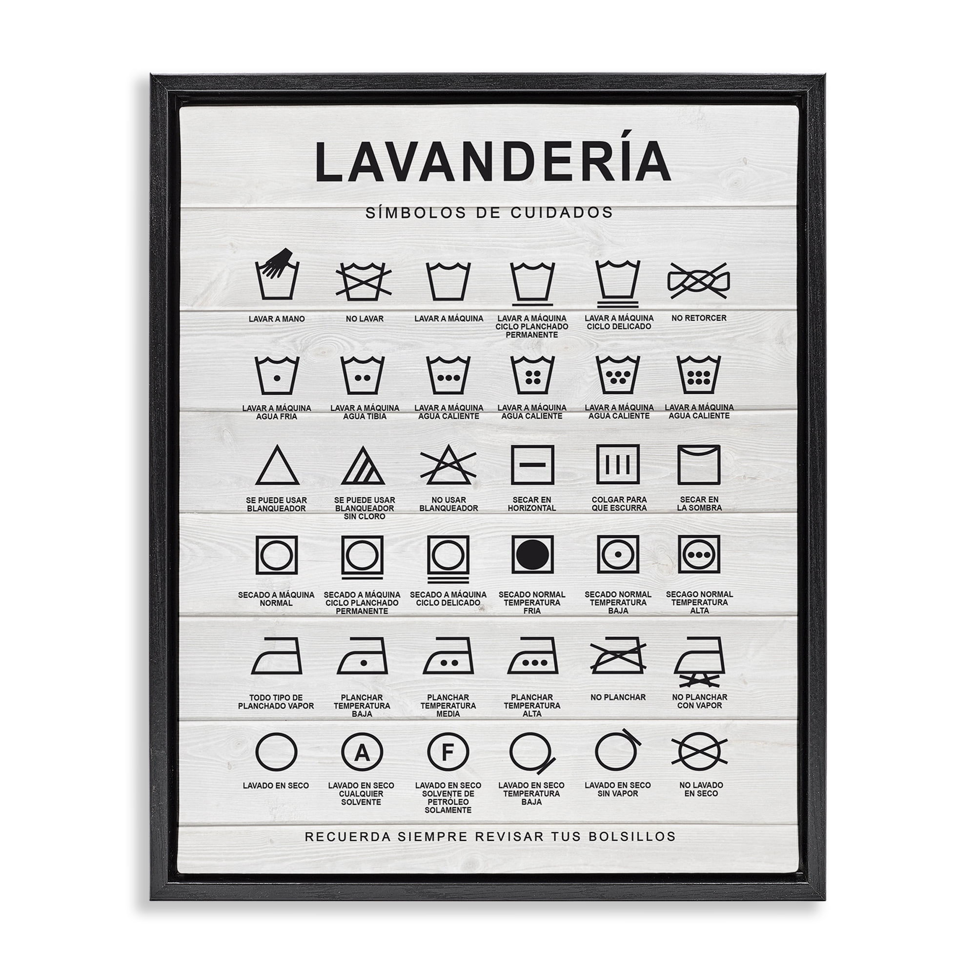 Stupell Industries Guía de Lavado de Ropa, Blanco Bath & Laundry Painting Black Floater Framed Art Print Wall Art, 25 x 31