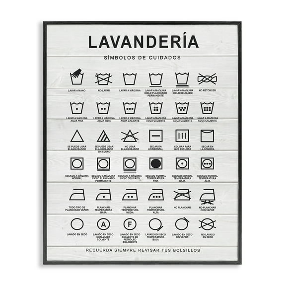 Stupell Industries Guía de Lavado de Ropa, Blanco Bath & Laundry Painting Black Framed Art Print Wall Art, 11 x 14
