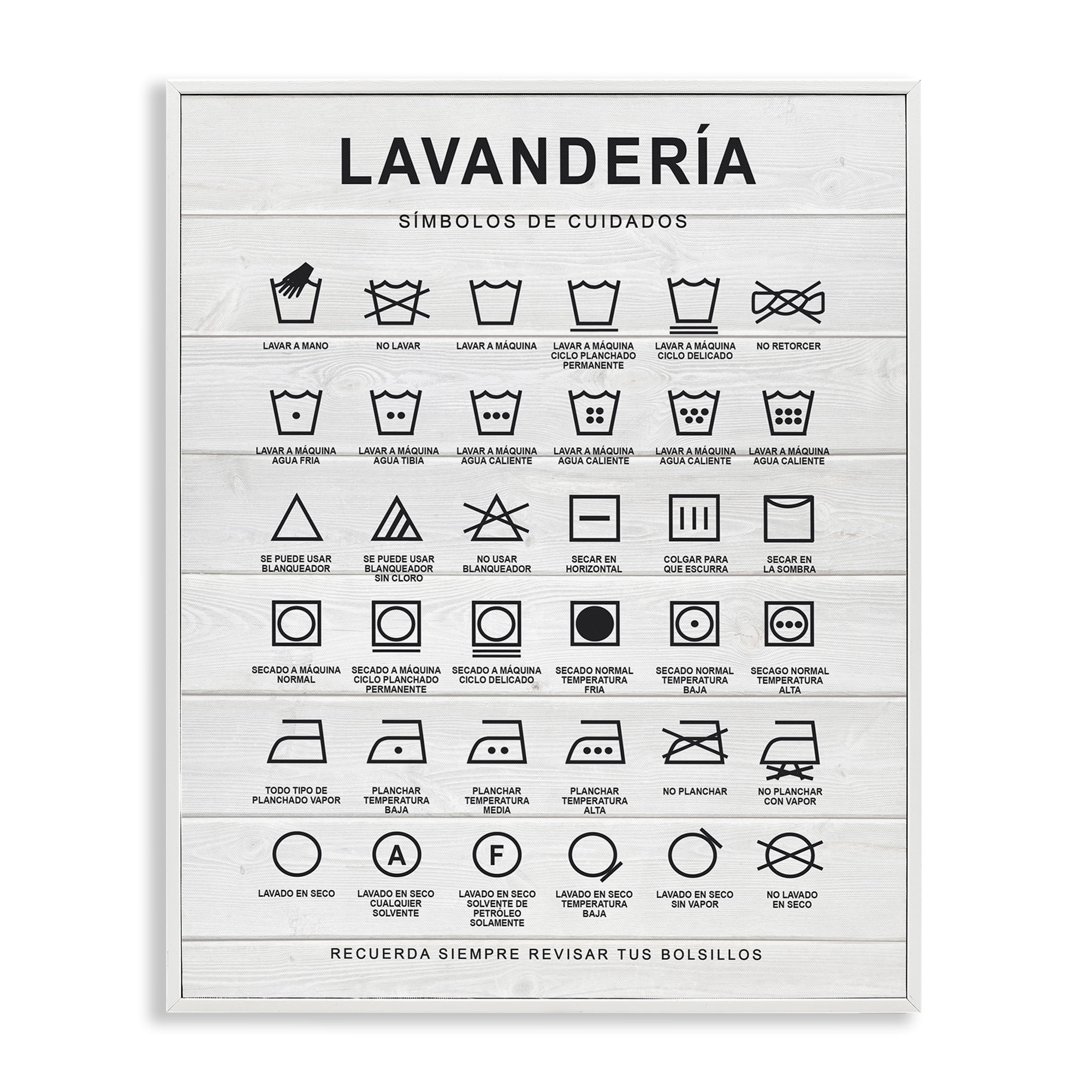 Stupell Industries Guía de Lavado de Ropa, Blanco Bath & Laundry Painting White Framed Art Print Wall Art, 11 x 14