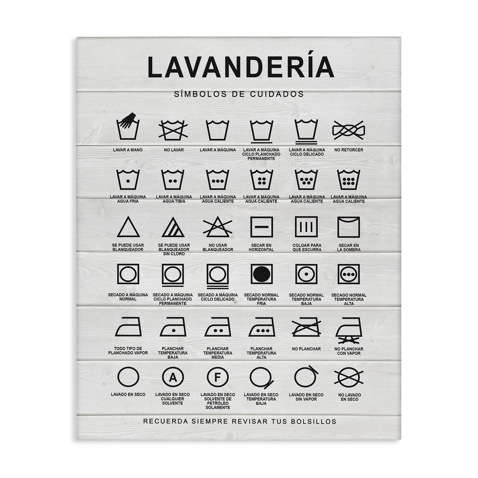 Stupell Industries Guía de Lavado de Ropa, Blanco Bath & Laundry Painting Wrapped Canvas Art Print Wall Art, 24 x 30