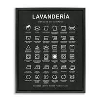 Stupell Industries Guía de Lavado de Ropa, Negro Bath & Laundry Painting Black Floater Framed Art Print Wall Art, 17 x 21
