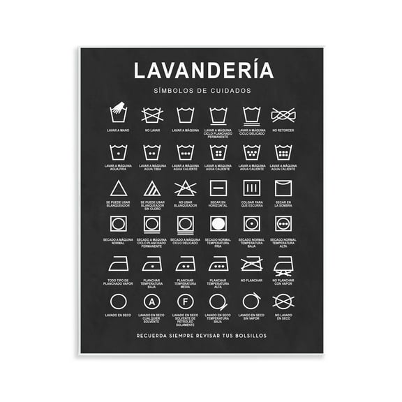 Stupell Industries Guía de Lavado de Ropa, Negro Bath & Laundry Painting Unframed Art Print Wall Art, 11 x 14