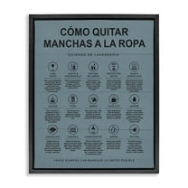 Stupell Industries Guía de Limpieza de Manchas, Azul Bath & Laundry Painting Black Floater Framed Art Print Wall Art, 17 x 21