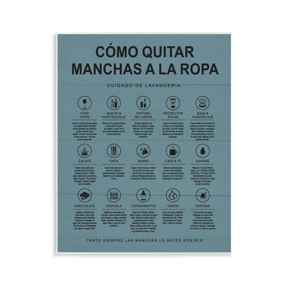 Stupell Industries Guía de Limpieza de Manchas, Azul Bath & Laundry Painting Unframed Art Print Wall Art, 11 x 14