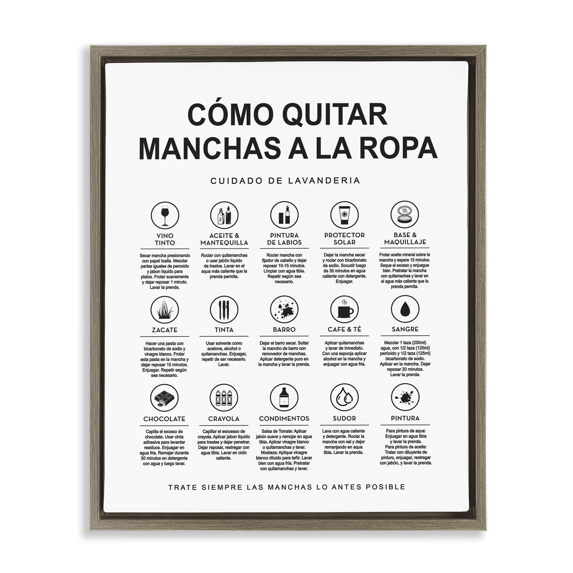 Stupell Industries Guía de Limpieza de Manchas Bath & Laundry Painting Brown Floater Framed Art Print Wall Art, 17 x 21