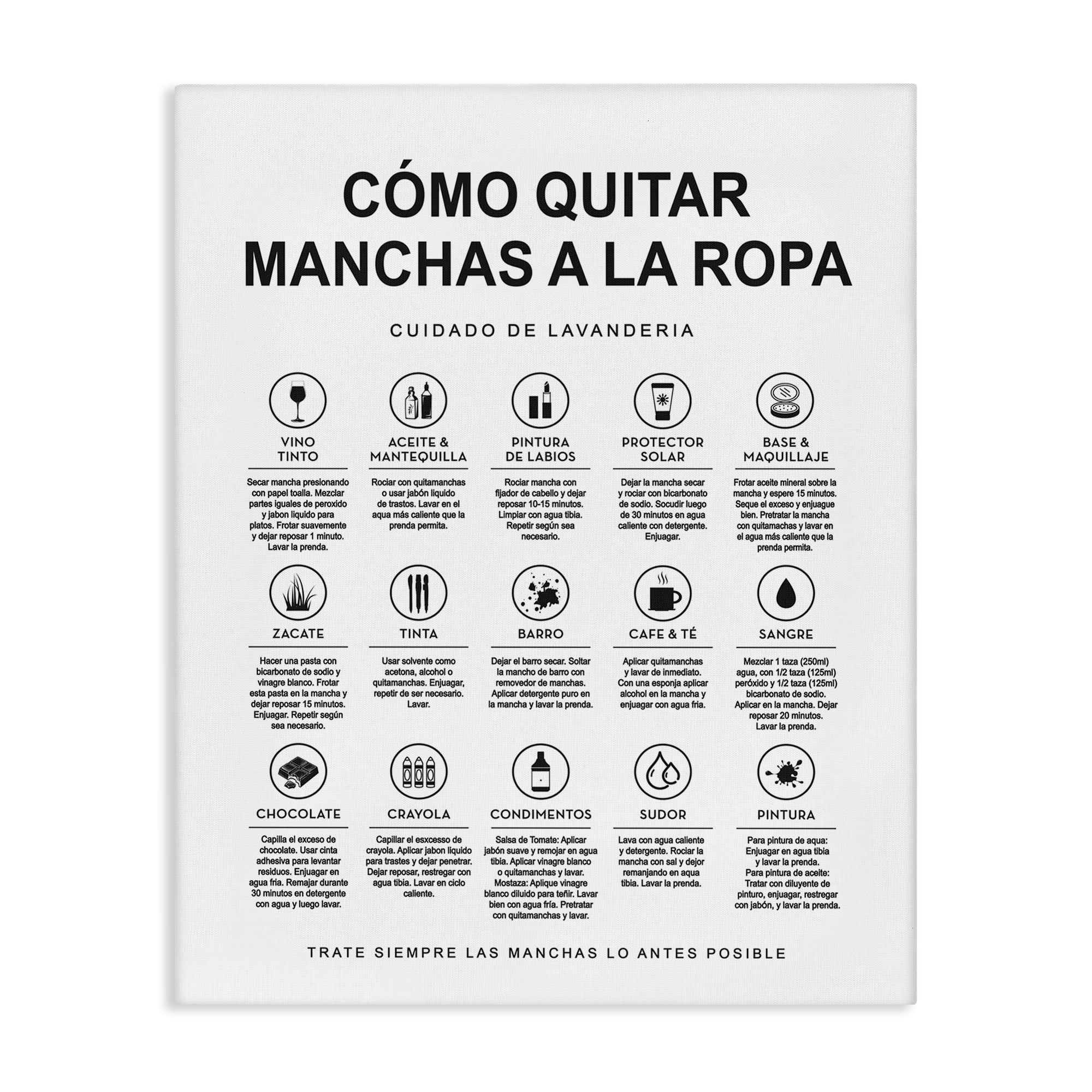 Stupell Industries Guía de Limpieza de Manchas Bath & Laundry Painting Wrapped Canvas Art Print Wall Art, 16 x 20