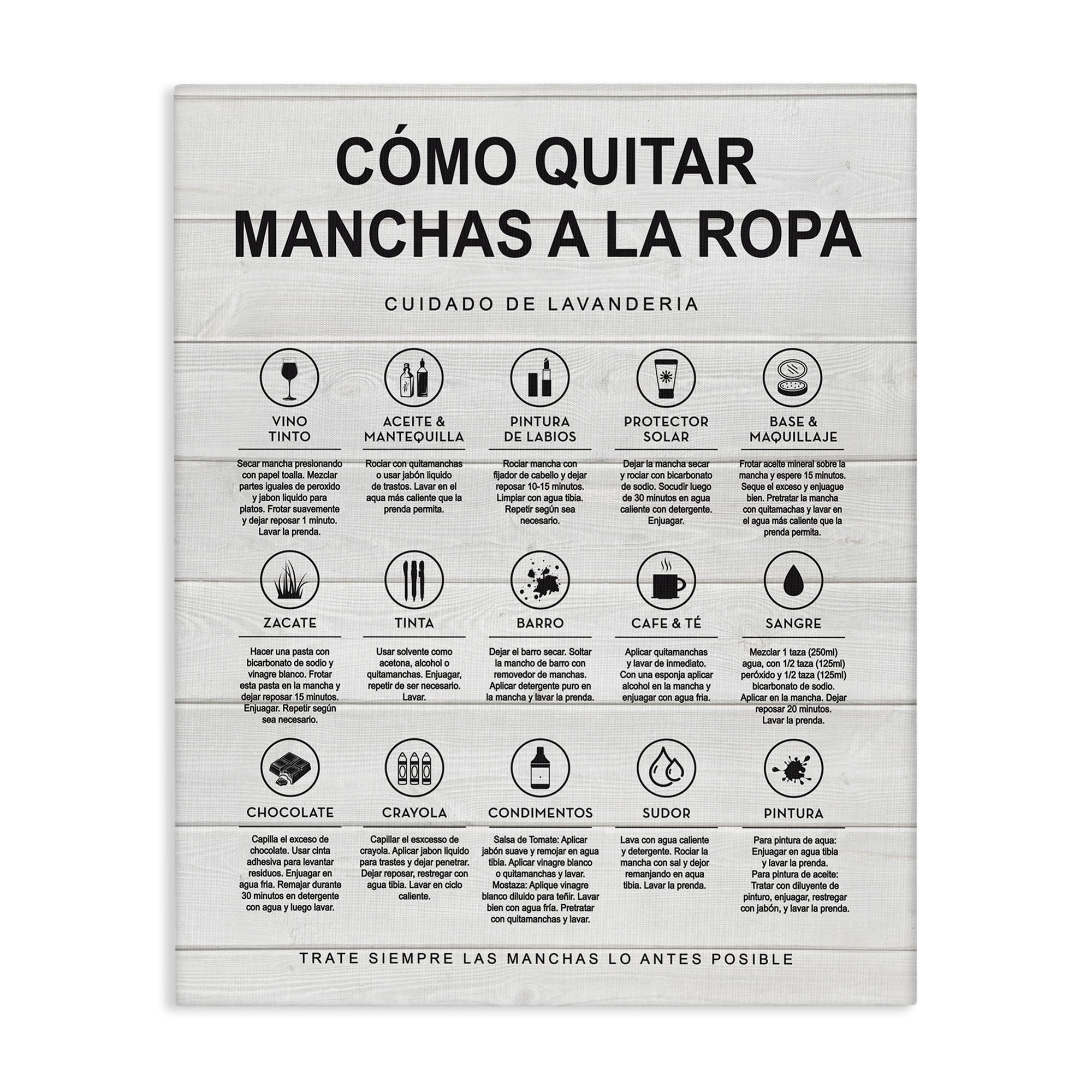 Stupell Industries Guía de Limpieza de Manchas, Blanco Bath & Laundry Painting Wrapped Canvas Art Print Wall Art, 30 x 40