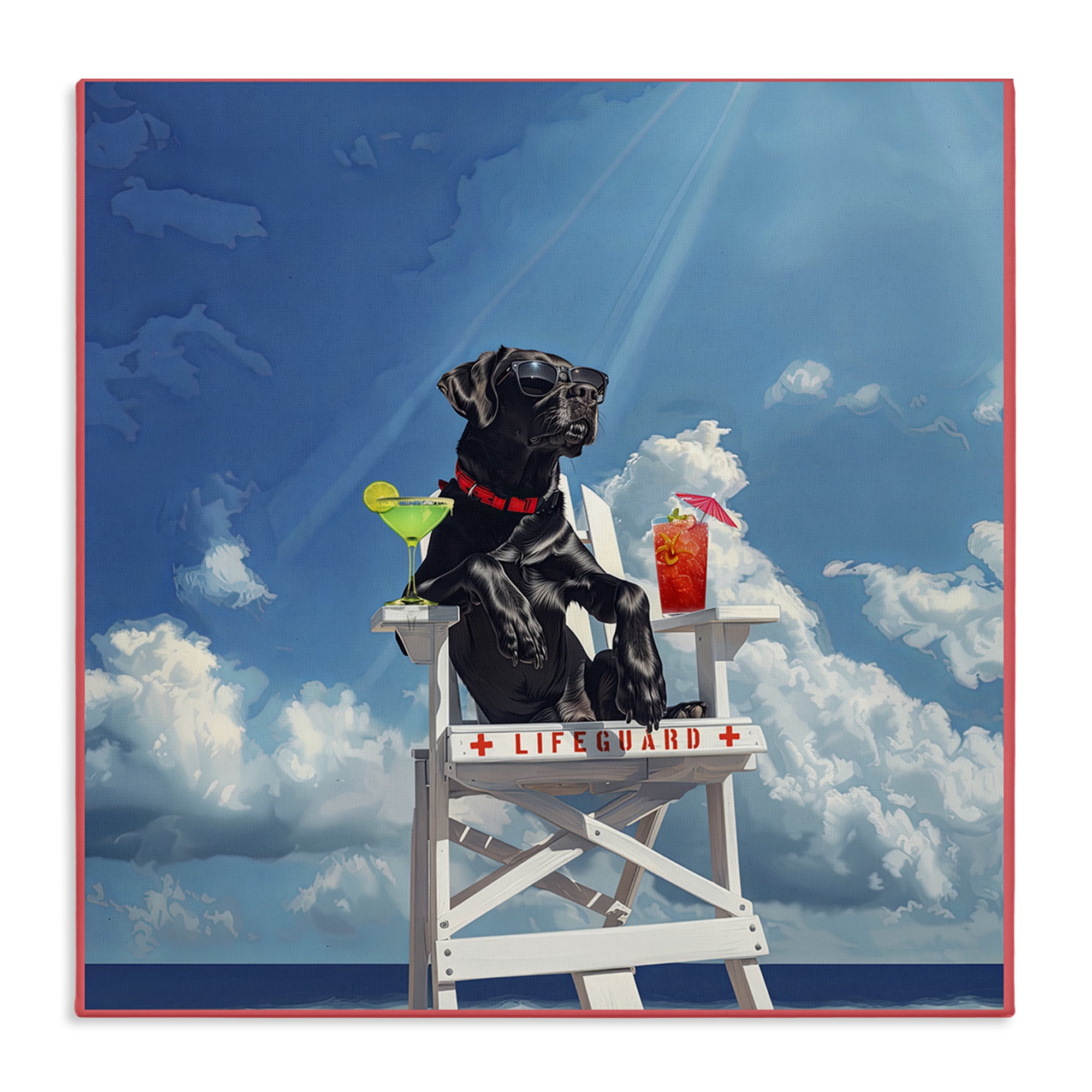 Stupell Industries Guard Dog Lifeguard Nautical & Beach Painting Wrapped Canvas Art Print Wall Art, 24 x 24