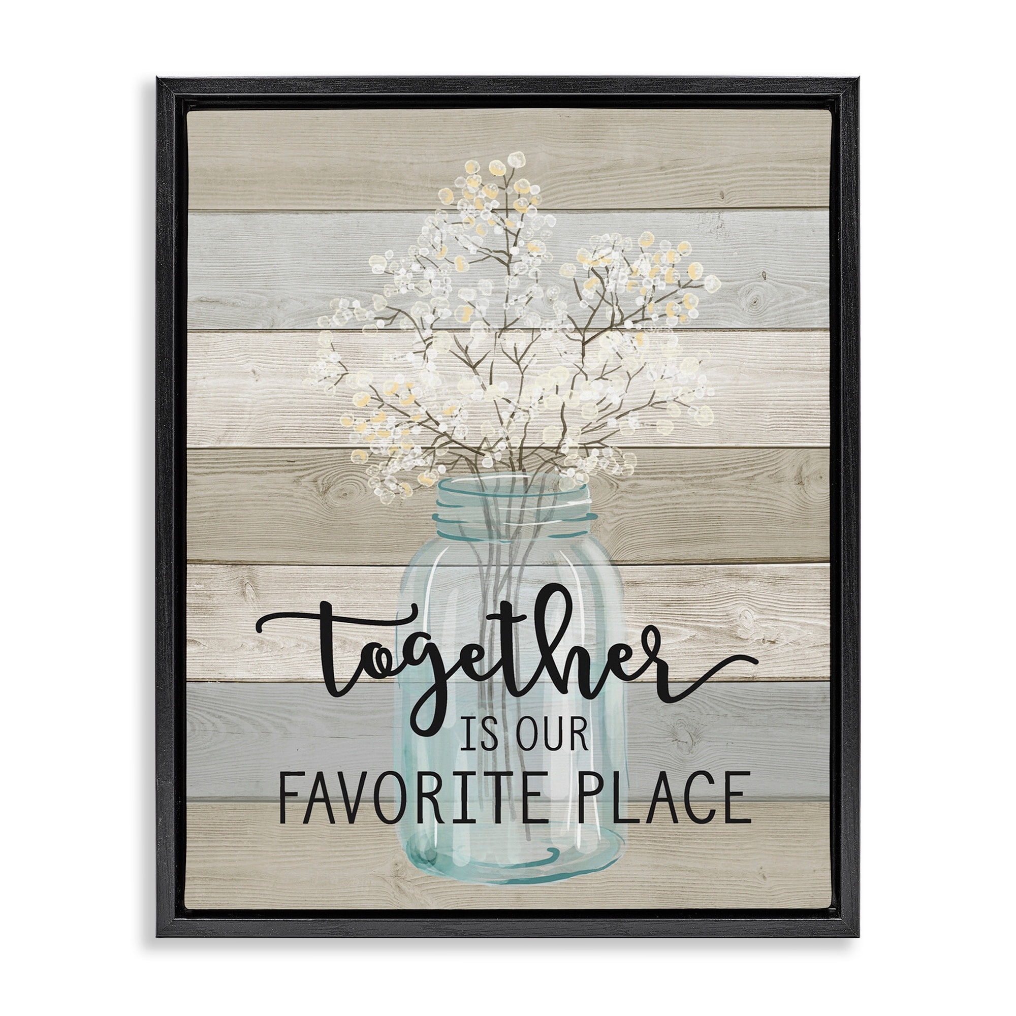 Stupell Industries Guests Feel At Home Jet Black Framed Floating Canvas Wall Art, 24x30, by Lettered and Lined