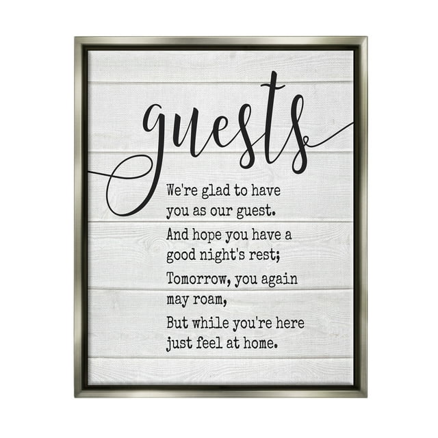 Stupell Industries Guests Feel At Home Luster Gray Framed Floating Canvas Wall Art, 16x20, by Lettered and Lined