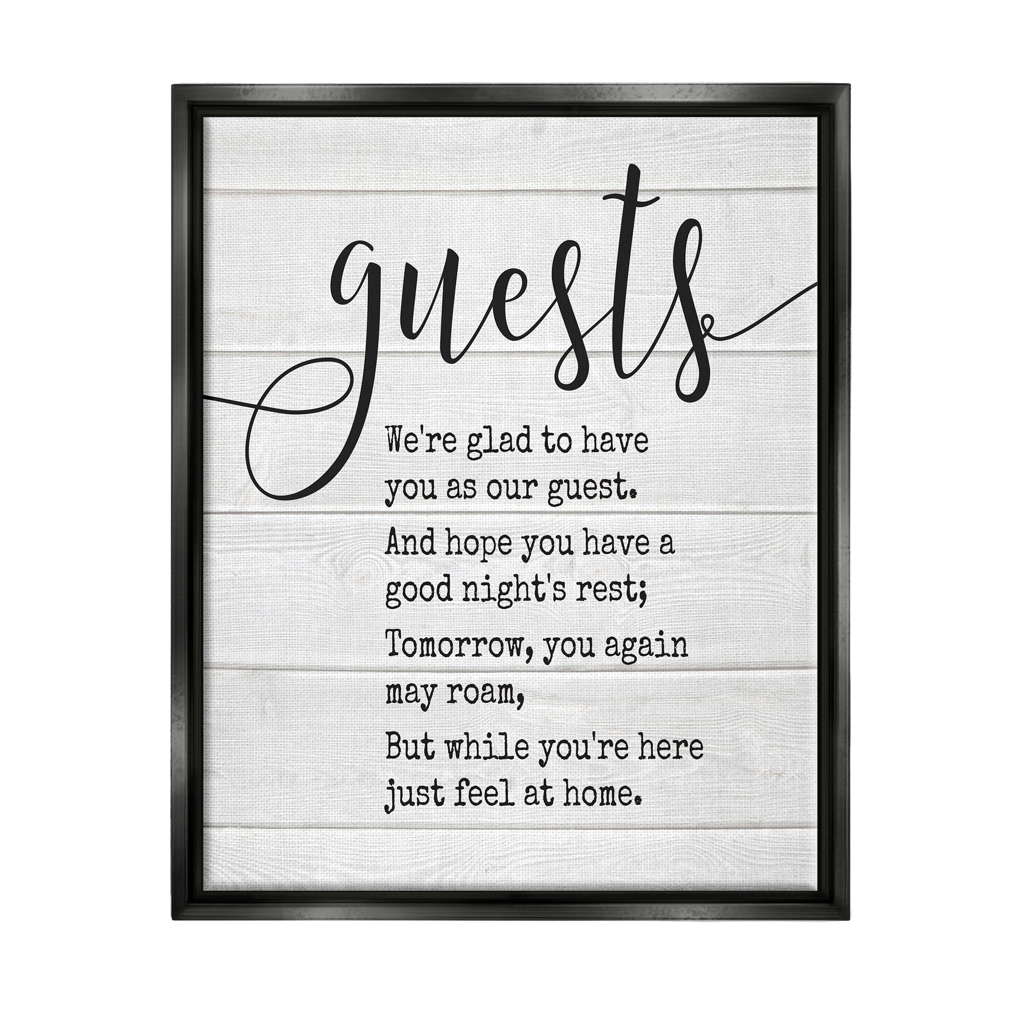 Stupell Industries Guests Feel At Home Luster Gray Framed Floating Canvas Wall Art, 24x30, by Lettered and Lined