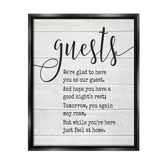 Stupell Industries Guests Feel At Home Luster Gray Framed Floating Canvas Wall Art, 24x30, by Lettered and Lined