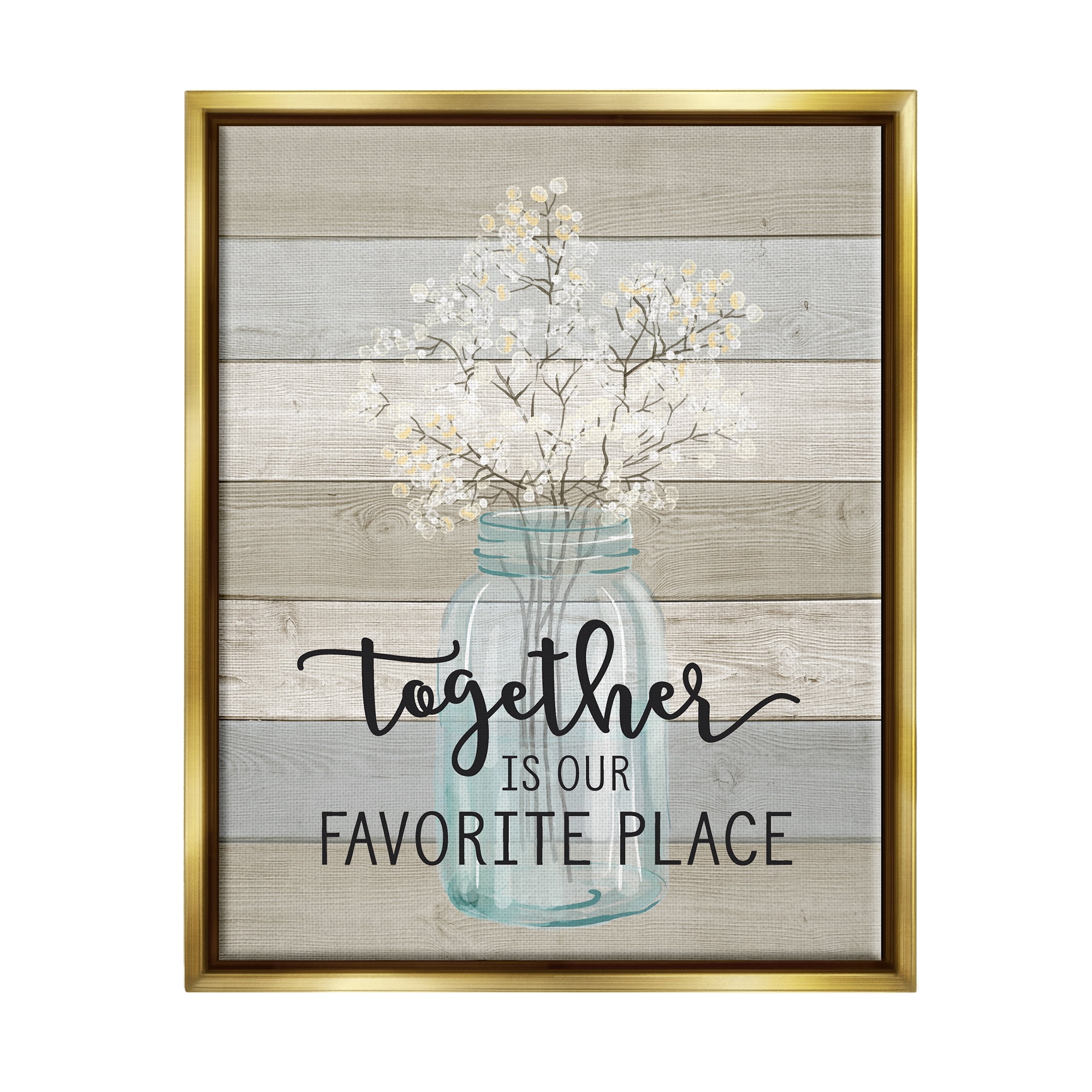 Stupell Industries Guests Feel At Home Metallic Gold Framed Floating Canvas Wall Art, 16x20, by Lettered and Lined