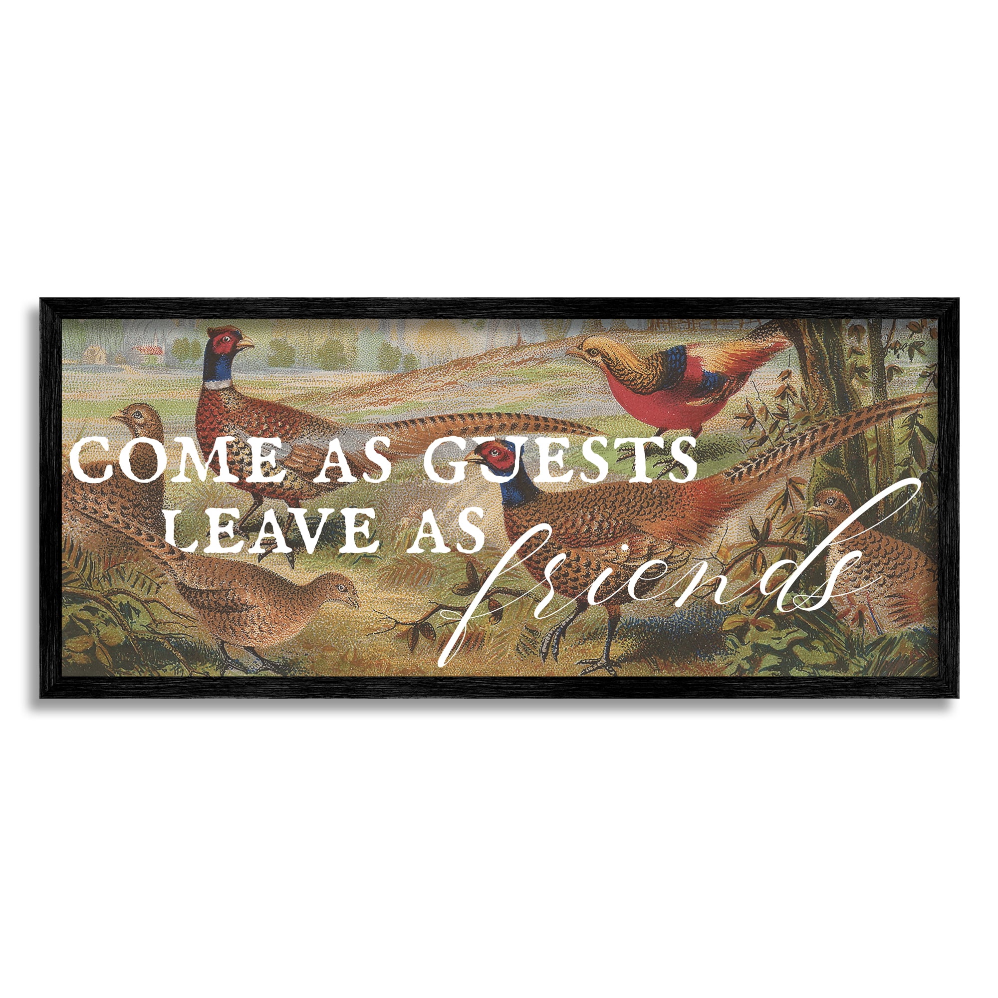 Stupell Industries Guests & Friends Landscape Animals & Insects Painting Black Framed Art Print Wall Art, 30 x 13