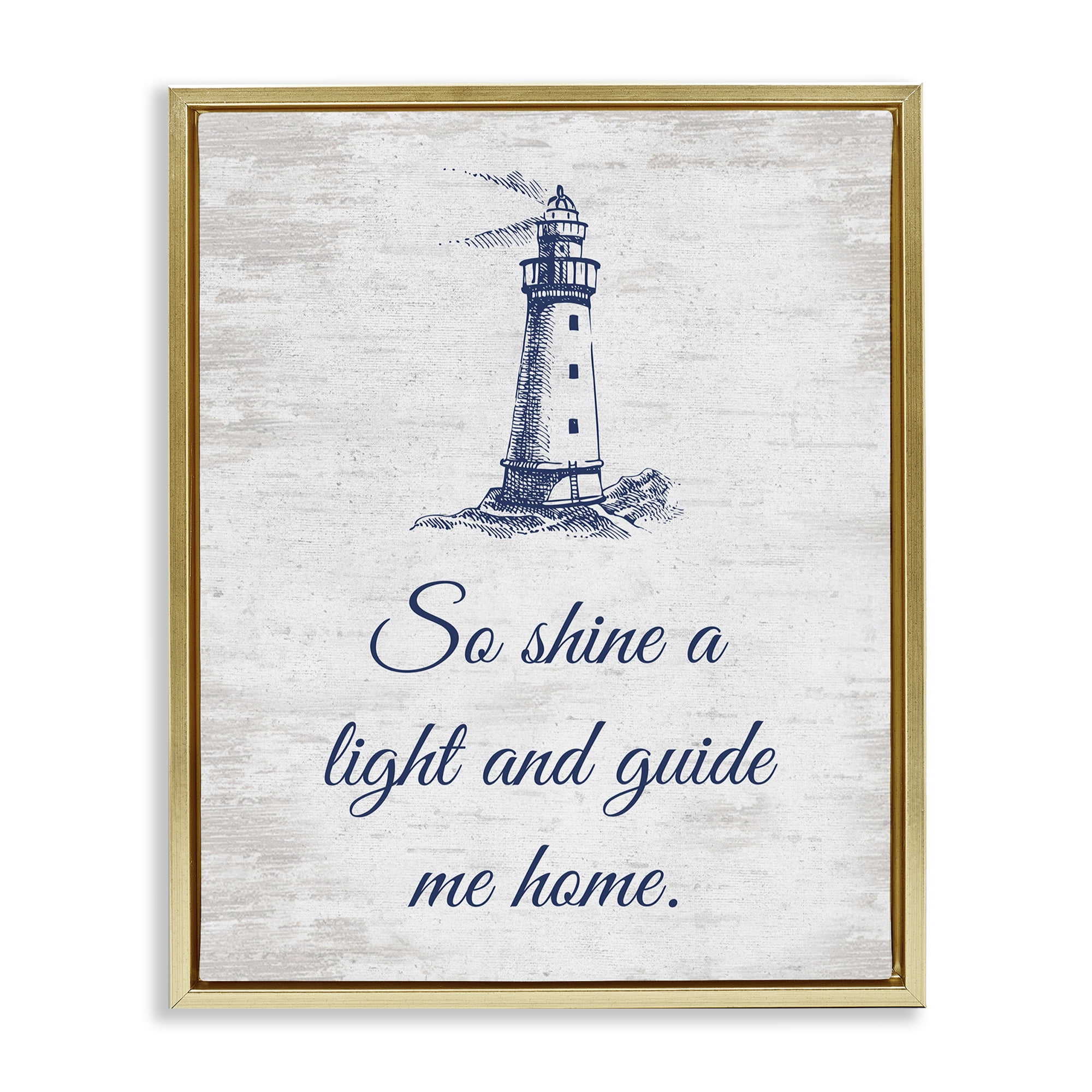 Stupell Industries Guide Me Home Coastal Painting Gold Floater Framed Canvas Art Print Wall Art, 17 x 21