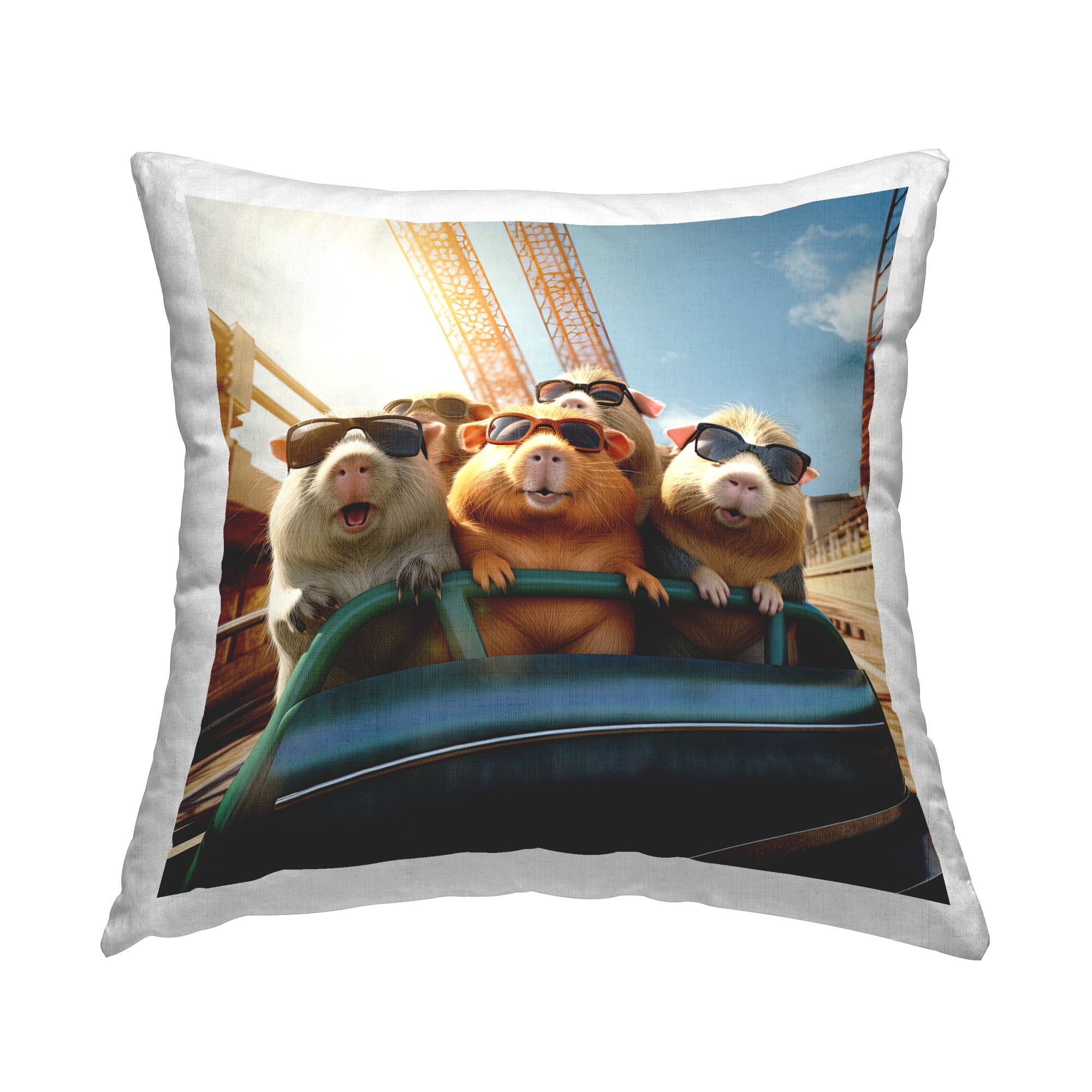 Stupell Industries Guinea Pigs Roller Coaster Decorative Printed Throw Pillow Design by Jim Baldwin