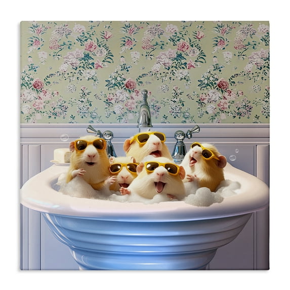 Stupell Industries Guinea Pigs Sink Canvas Wall Art design by Jim Baldwin, 17 x 17