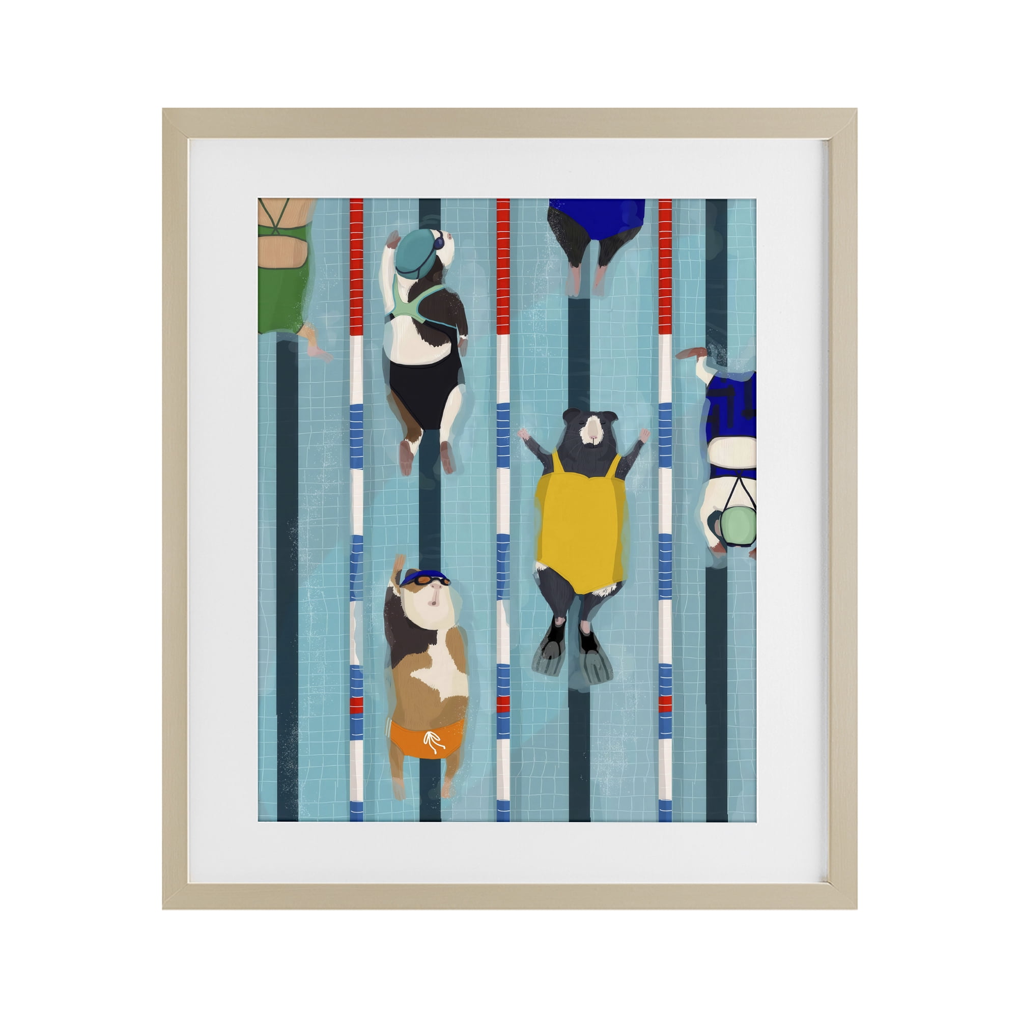 Stupell Industries Guinea Pigs at Lido Birch Framed Print Under Glass, design by Hanna Melin