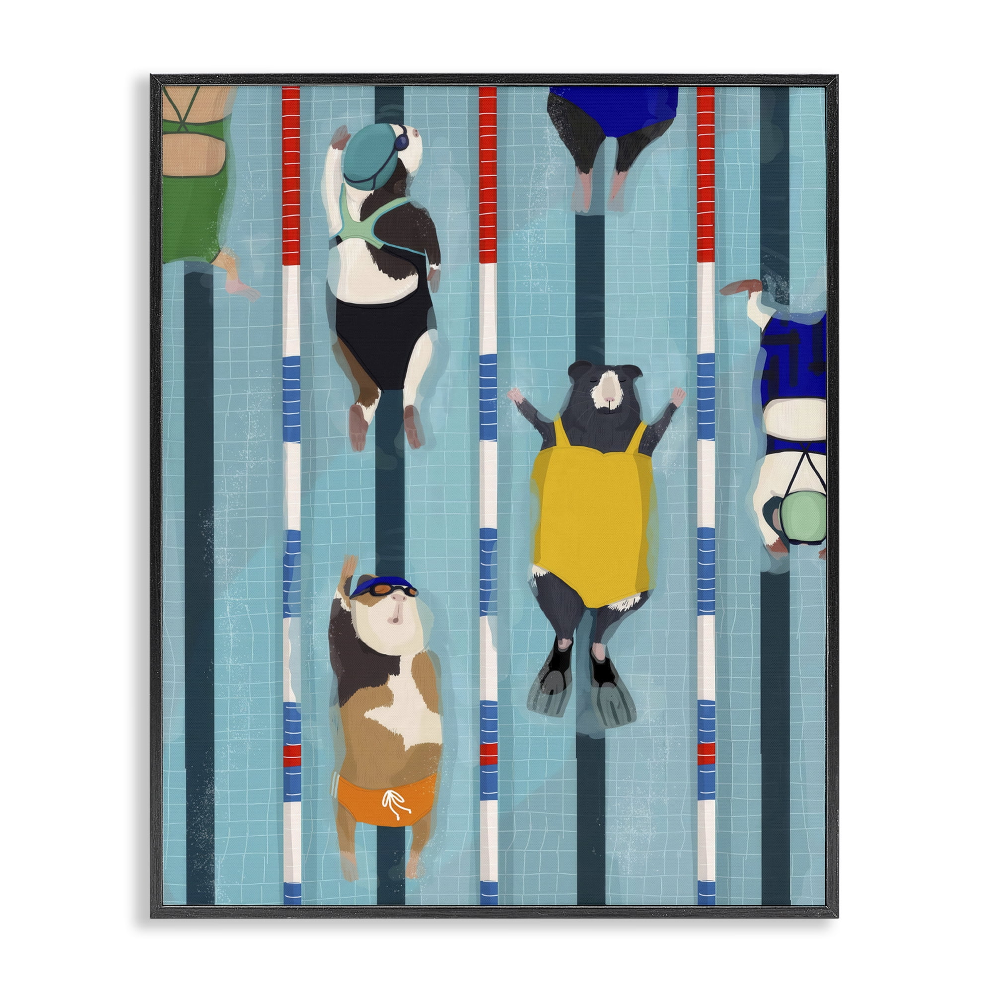Stupell Industries Guinea Pigs at Lido Black Framed Giclee Art, design by Hanna Melin