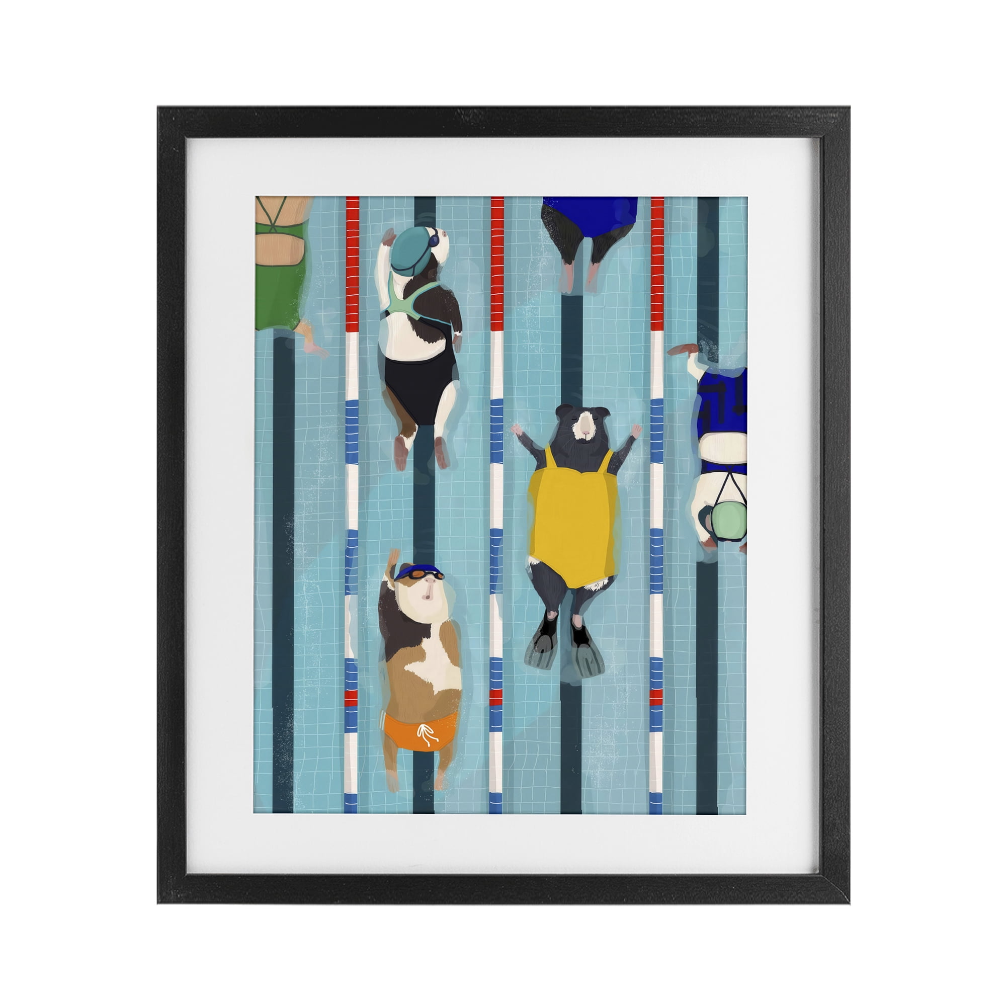 Stupell Industries Guinea Pigs at Lido Black Framed Print Under Glass, design by Hanna Melin
