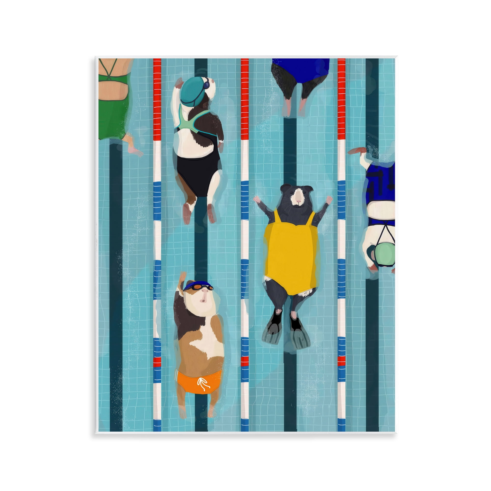 Stupell Industries Guinea Pigs at Lido Wall Plaque Art, design by Hanna Melin