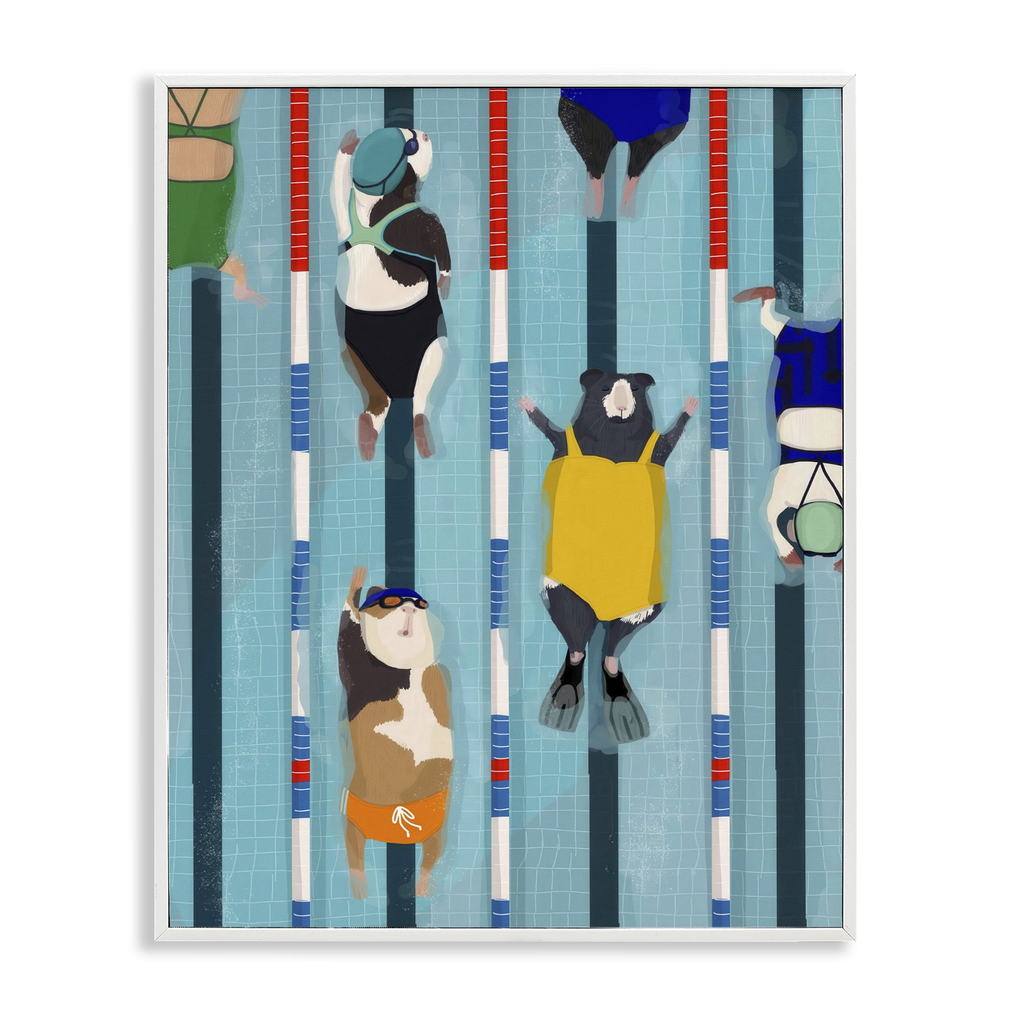 Stupell Industries Guinea Pigs at Lido White Framed Giclee Art, design by Hanna Melin