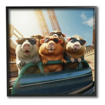 Stupell Industries Guinea Pigs on Rollercoaster Animals & Insects Painting Black Framed Art Print Wall Art, 12 x 12