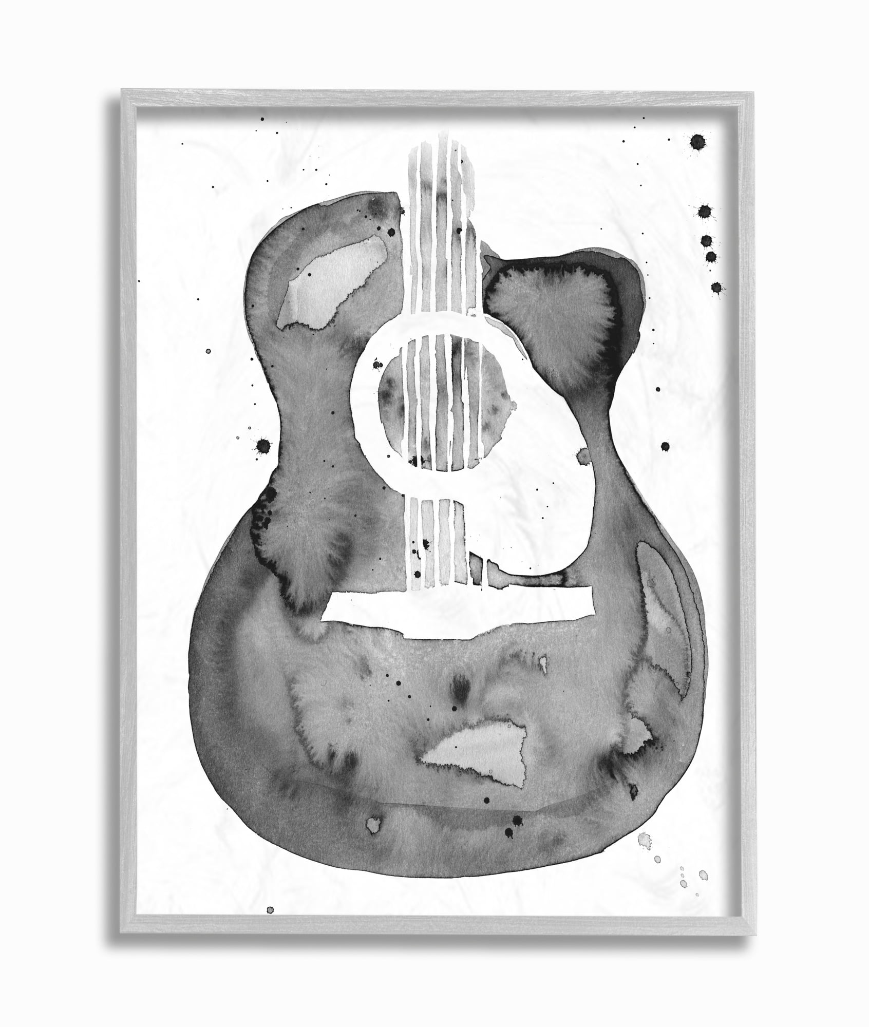 Stupell Industries Guitar Abstract Watercolor Pattern Painting Gray Framed Wall Art, 16 x 20, byAnnie Warren