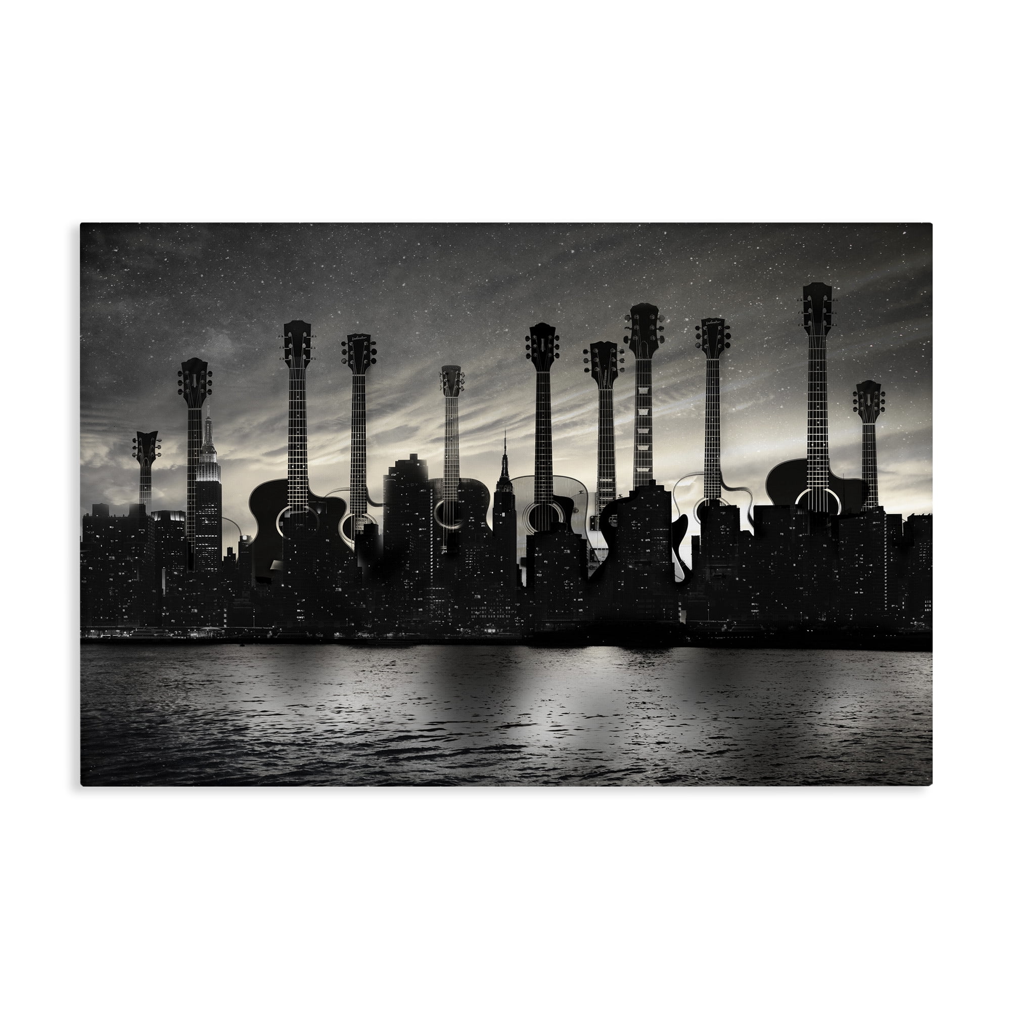 Stupell Industries Guitar Skyline Cityscape Canvas Wall Art, design by CAD Designs