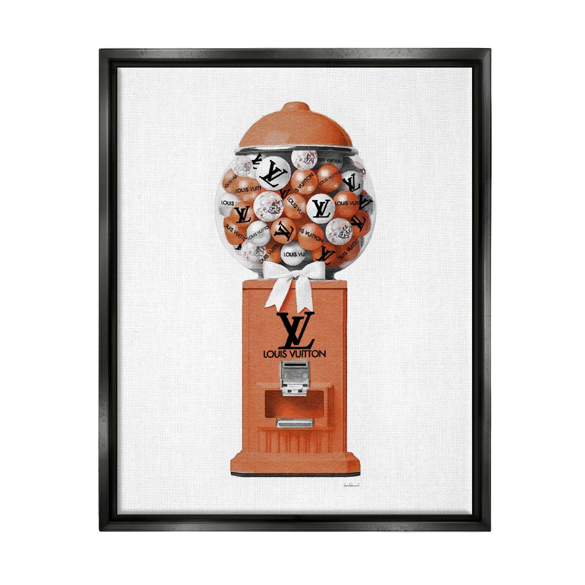 Stupell Industries Gumball Dispenser Glam Beauty & Fashion Painting Black Floater Framed Canvas Art Print Wall Art, 25 x 31
