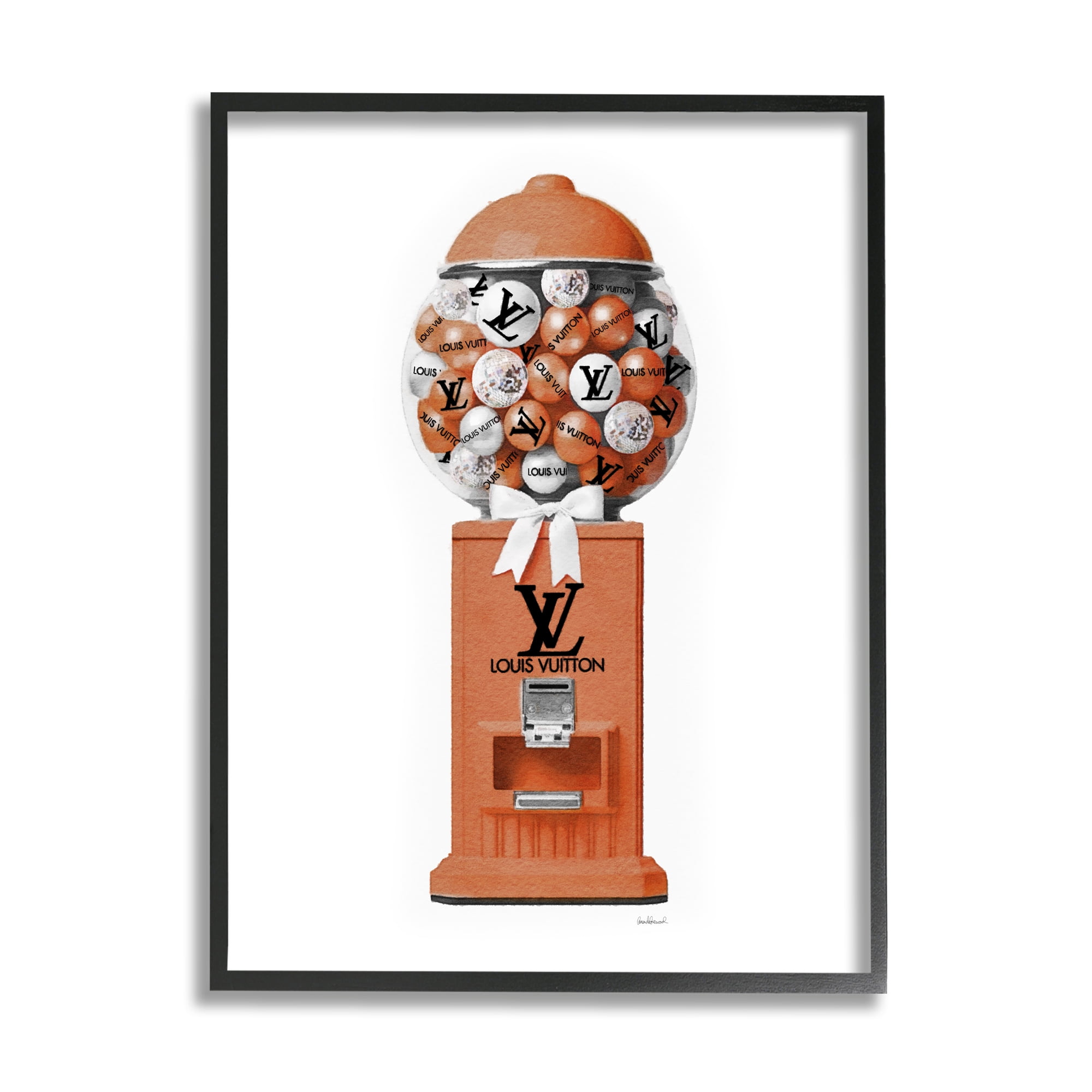 Stupell Industries Gumball Dispenser Glam Beauty & Fashion Painting Black Framed Art Print Wall Art, 16 x 20