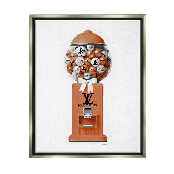 Stupell Industries Gumball Dispenser Glam Beauty & Fashion Painting Gray Floater Framed Canvas Art Print Wall Art, 17 x 21