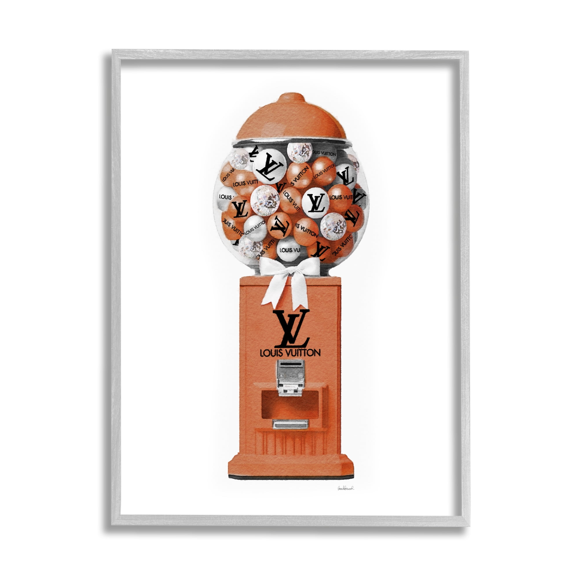 Stupell Industries Gumball Dispenser Glam Beauty & Fashion Painting Gray Framed Art Print Wall Art, 11 x 14