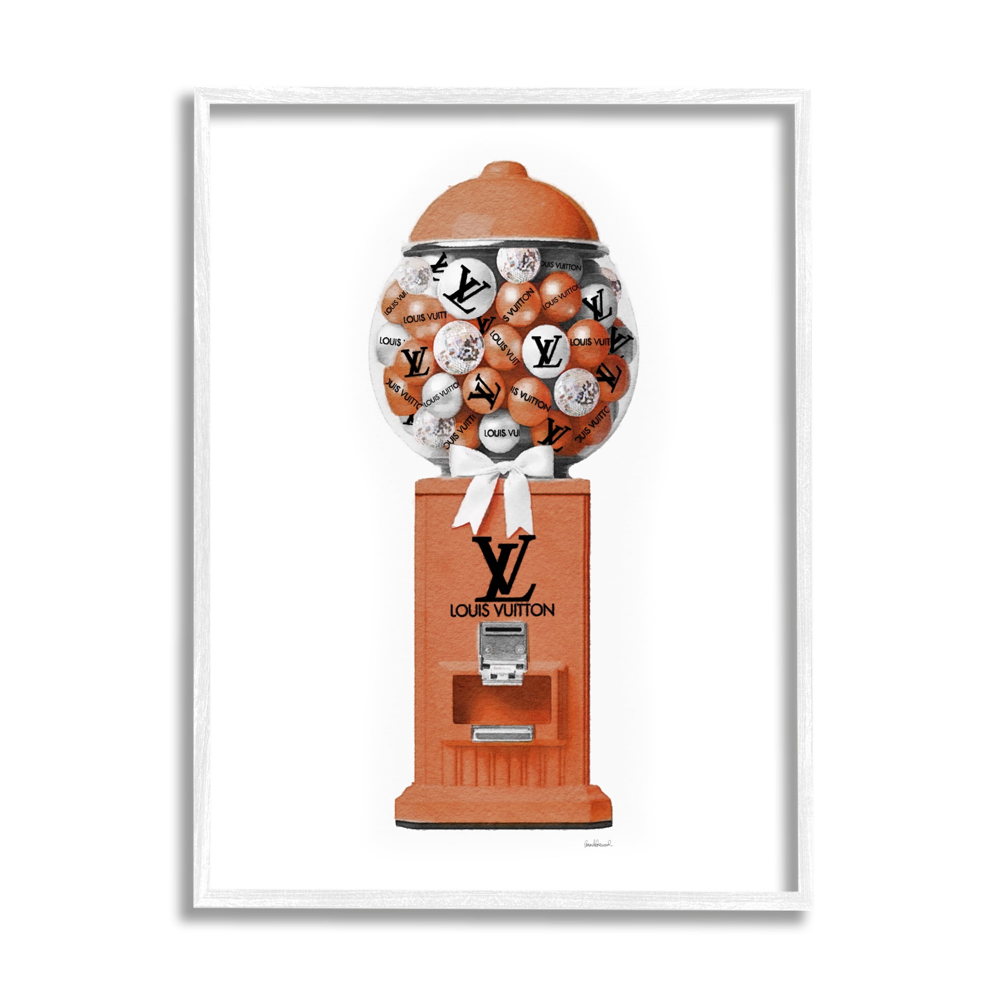 Stupell Industries Gumball Dispenser Glam Beauty & Fashion Painting White Framed Art Print Wall Art, 24 x 30