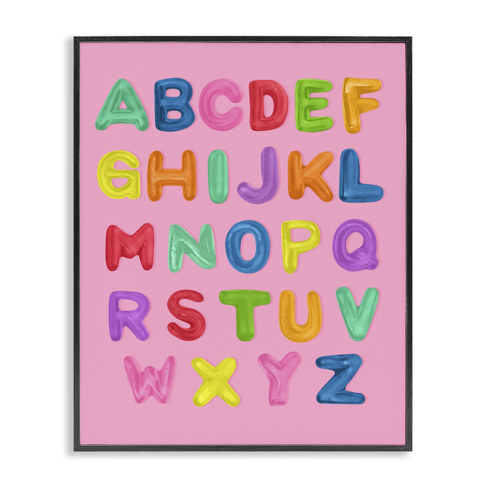 Stupell Industries Gummy Alphabet over Pink Black Framed Giclee Art, design by LISH Creative