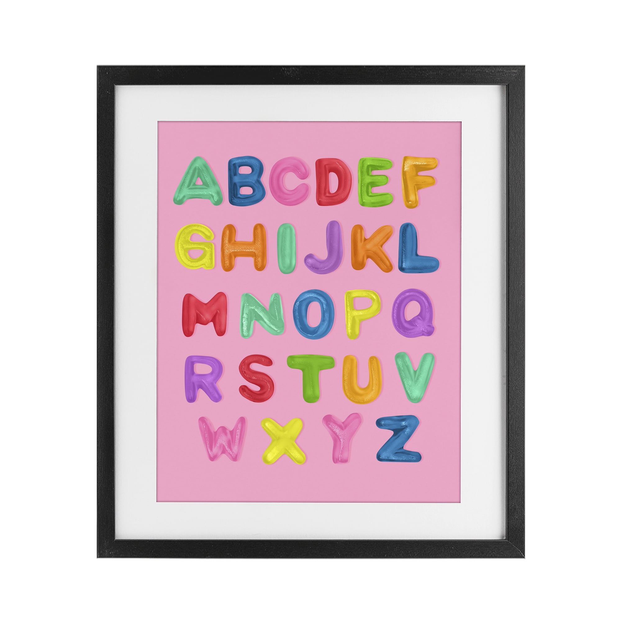 Stupell Industries Gummy Alphabet over Pink Black Framed Print Under Glass, design by LISH Creative