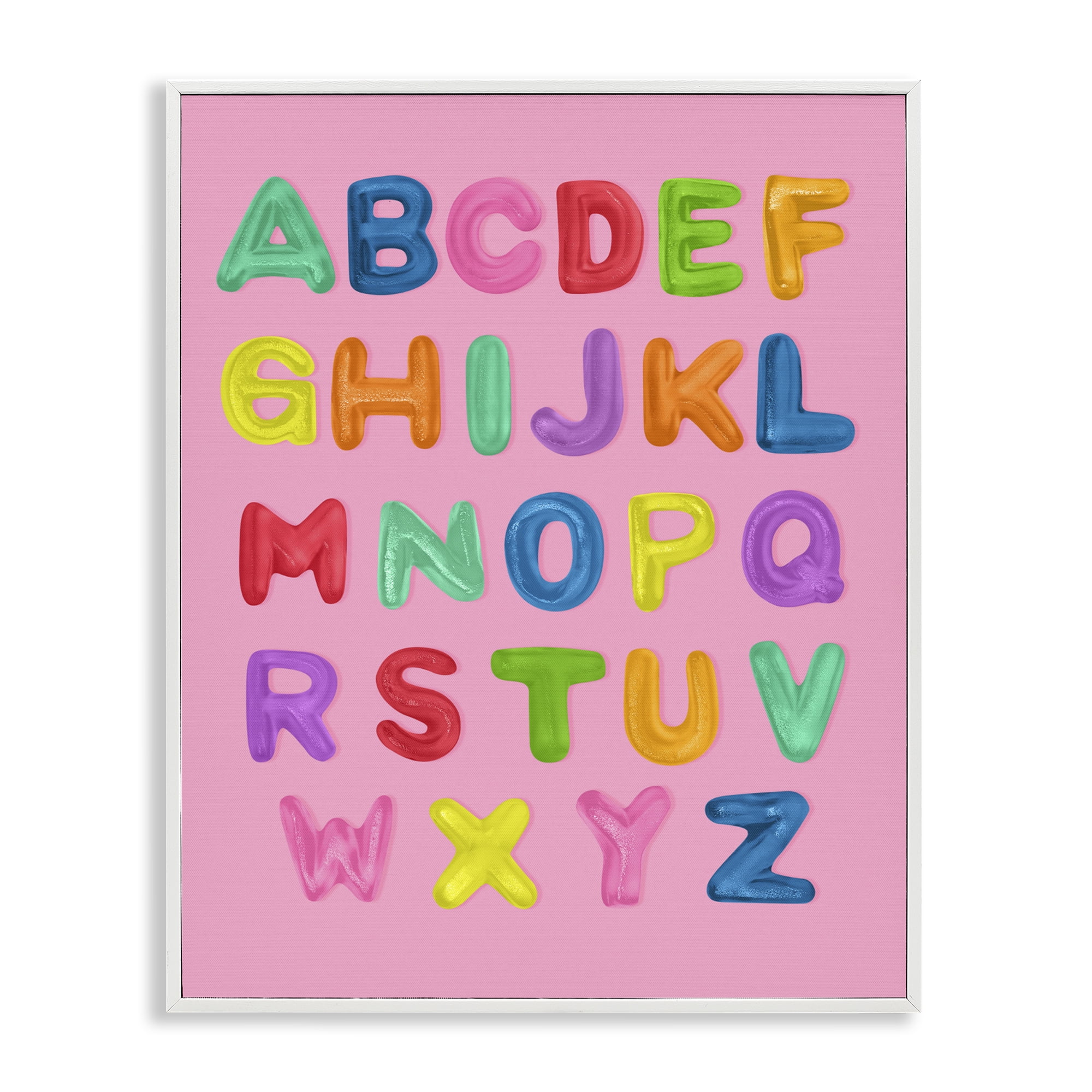 Stupell Industries Gummy Alphabet over Pink White Framed Giclee Art, design by LISH Creative