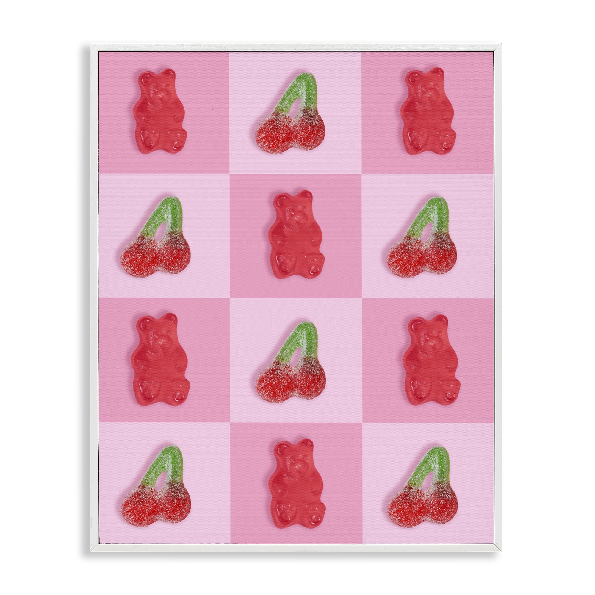 Stupell Industries Gummy Bears and Cherries Grid White Framed Giclee Art, design by LISH Creative