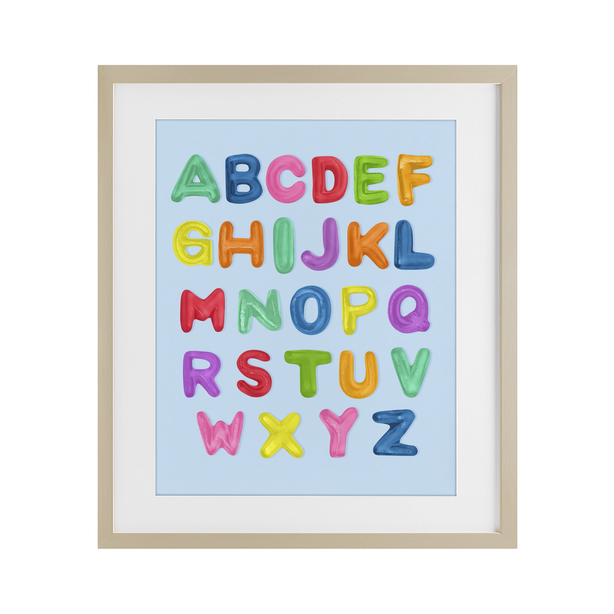 Stupell Industries Gummy Candy Alphabet Birch Framed Print Under Glass, design by LISH Creative