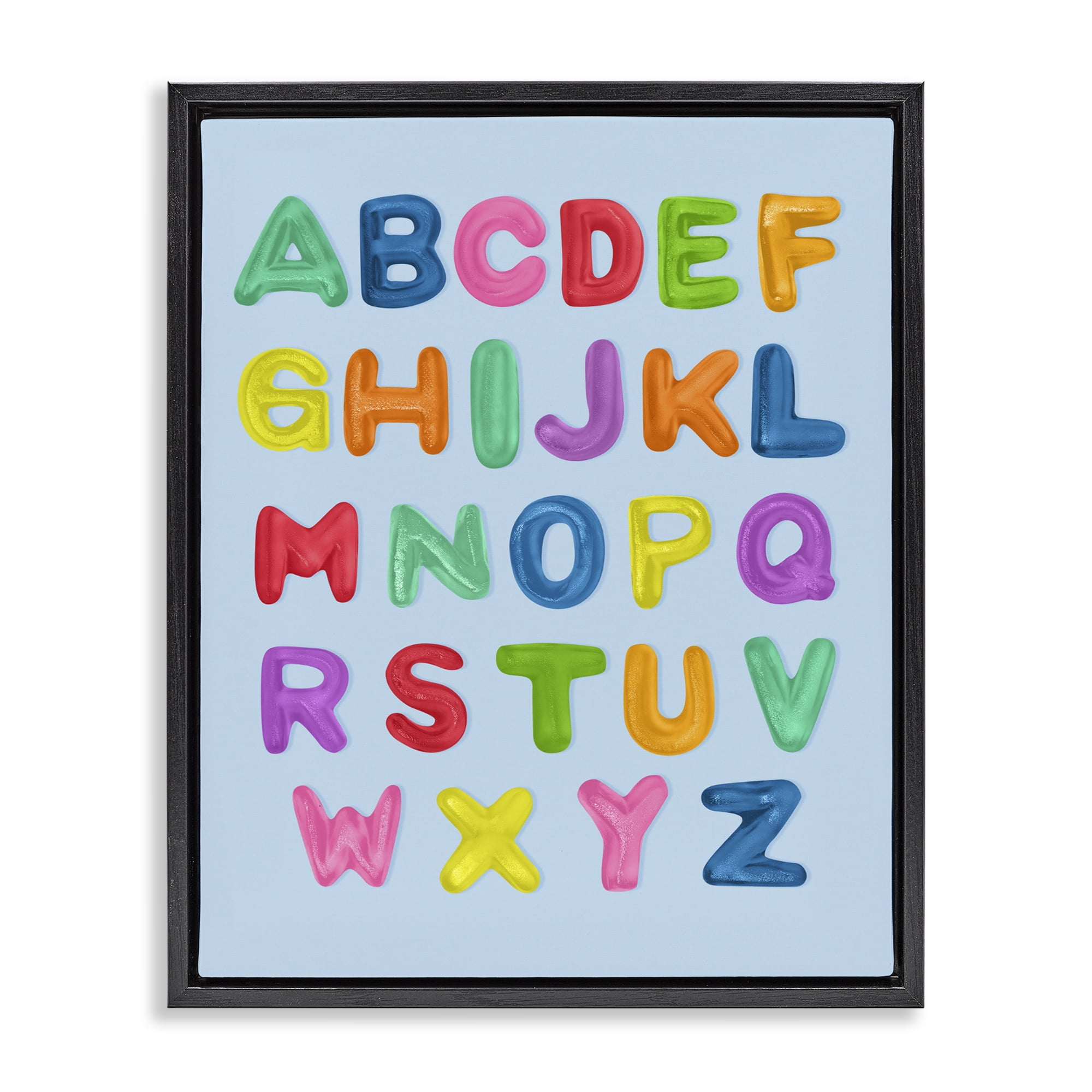 Stupell Industries Gummy Candy Alphabet Black Framed Floater Canvas Wall Art, design by LISH Creative