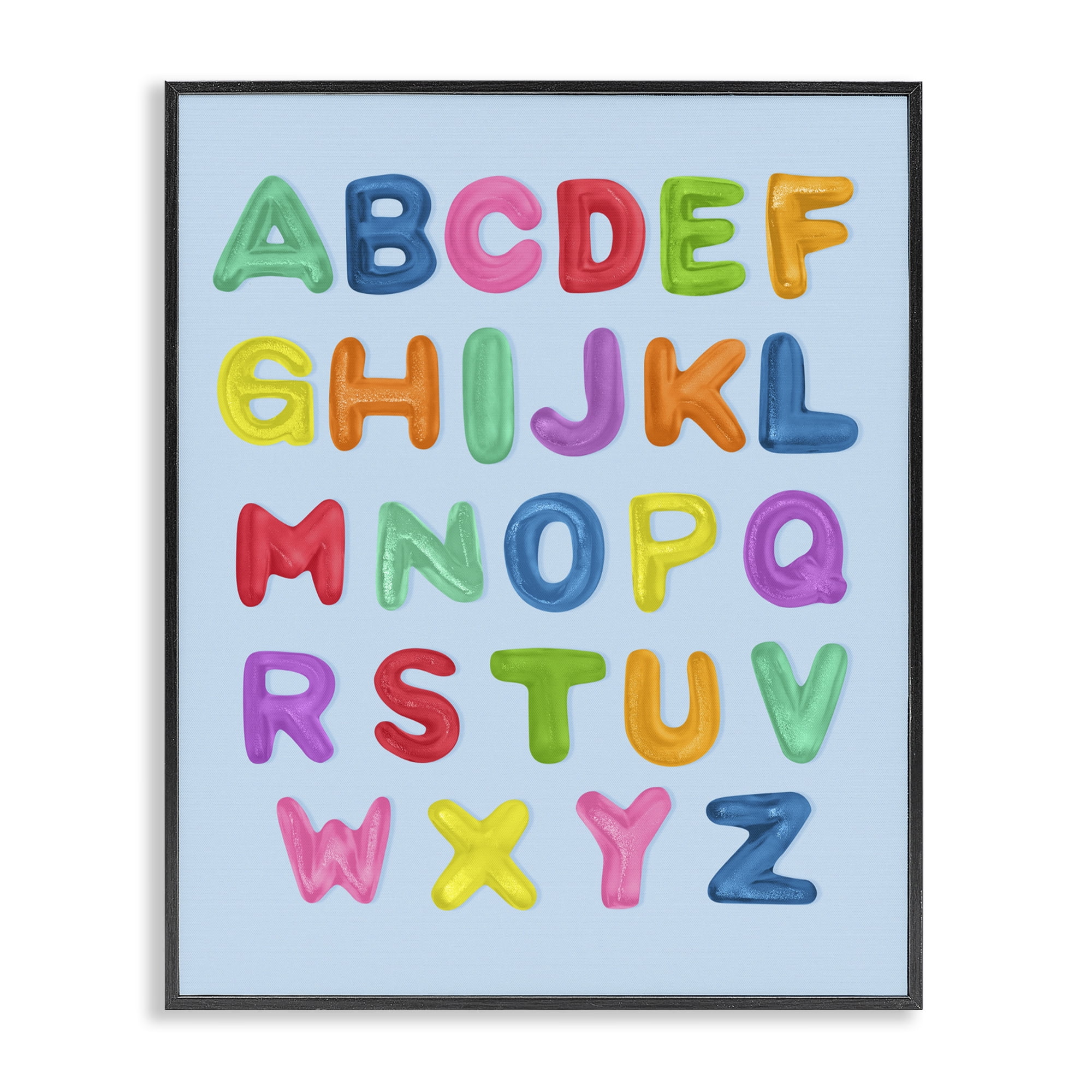 Stupell Industries Gummy Candy Alphabet Black Framed Giclee Art, design by LISH Creative