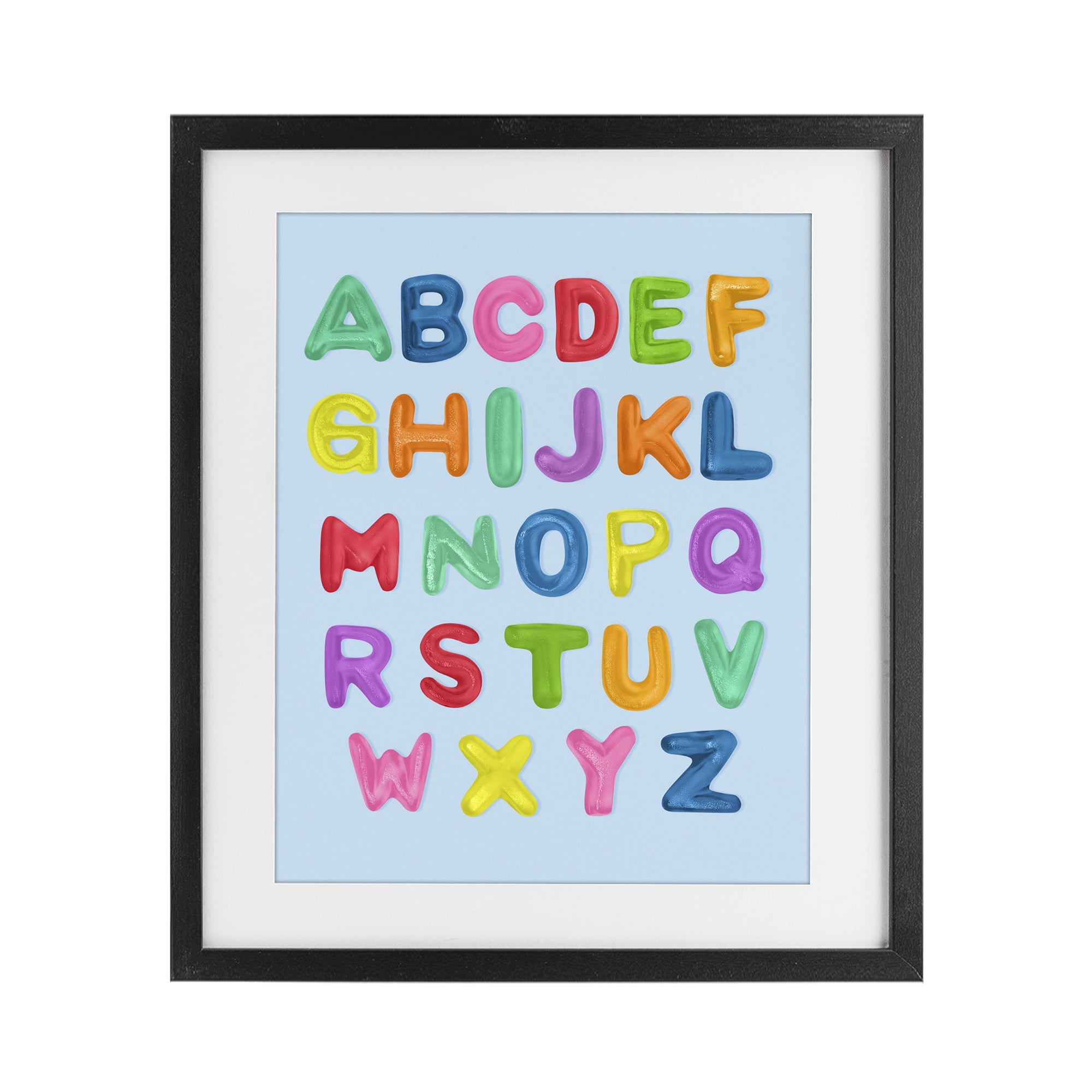 Stupell Industries Gummy Candy Alphabet Black Framed Print Under Glass, design by LISH Creative