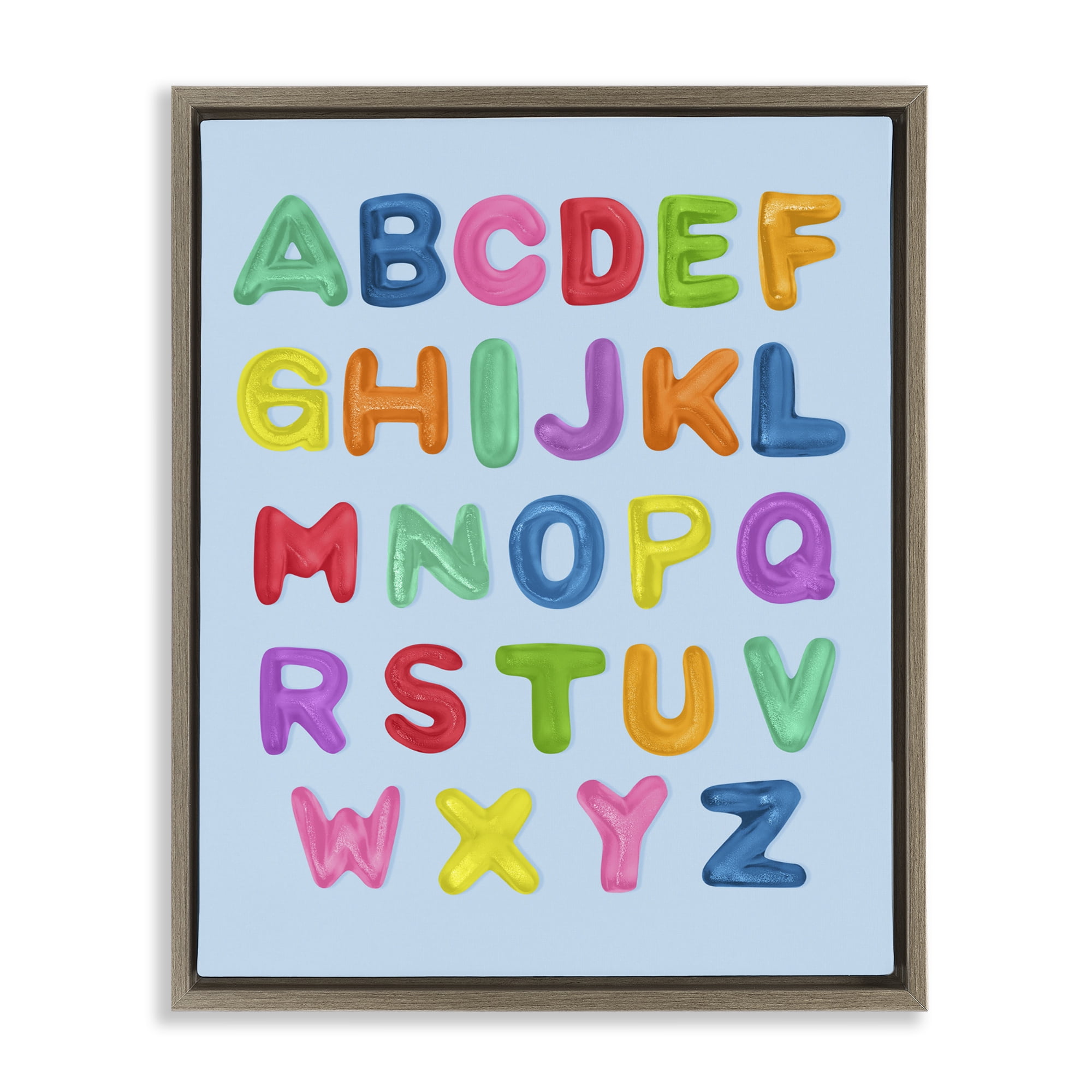 Stupell Industries Gummy Candy Alphabet Brown Framed Floater Canvas Wall Art, design by LISH Creative