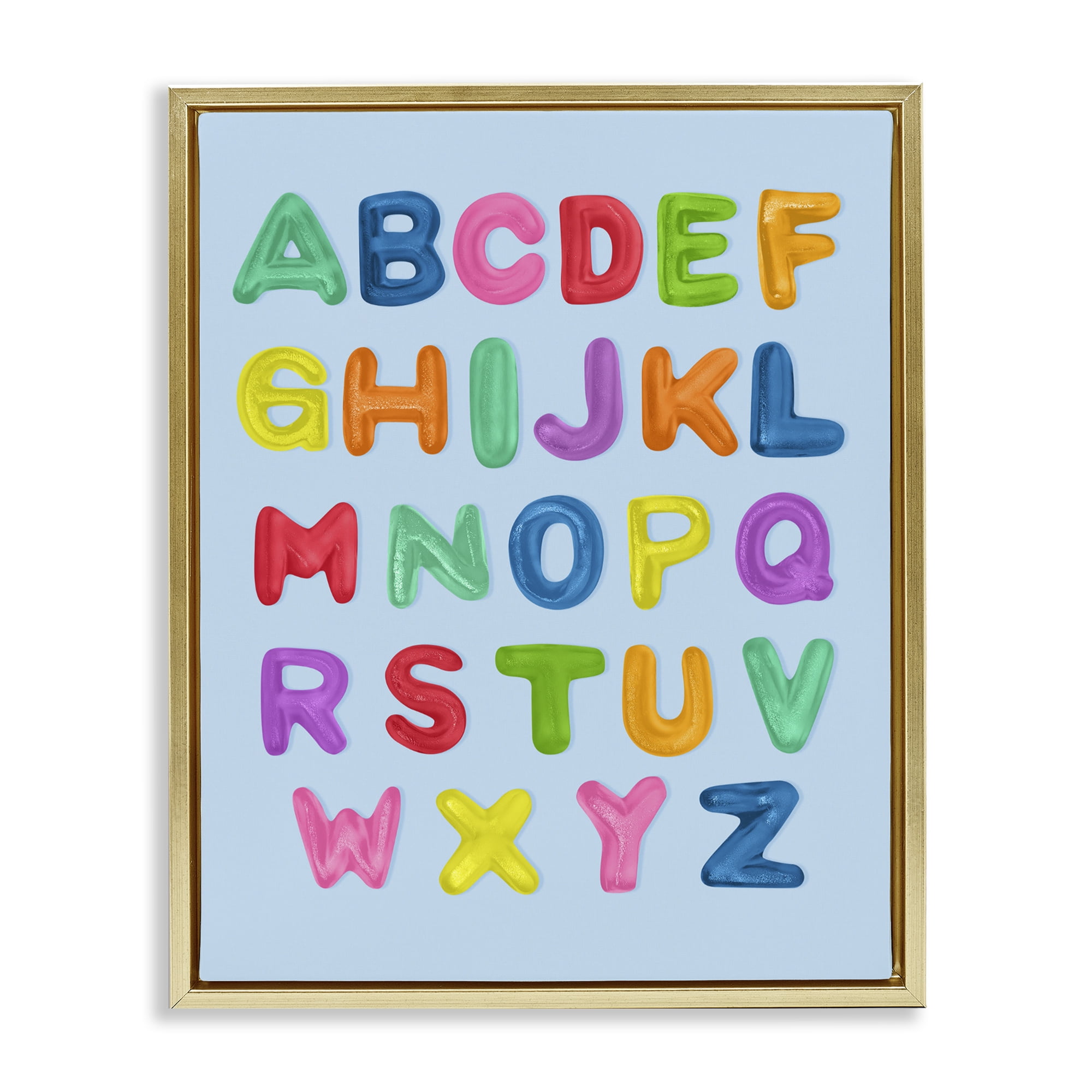 Stupell Industries Gummy Candy Alphabet Gold Framed Floater Canvas Wall Art, design by LISH Creative