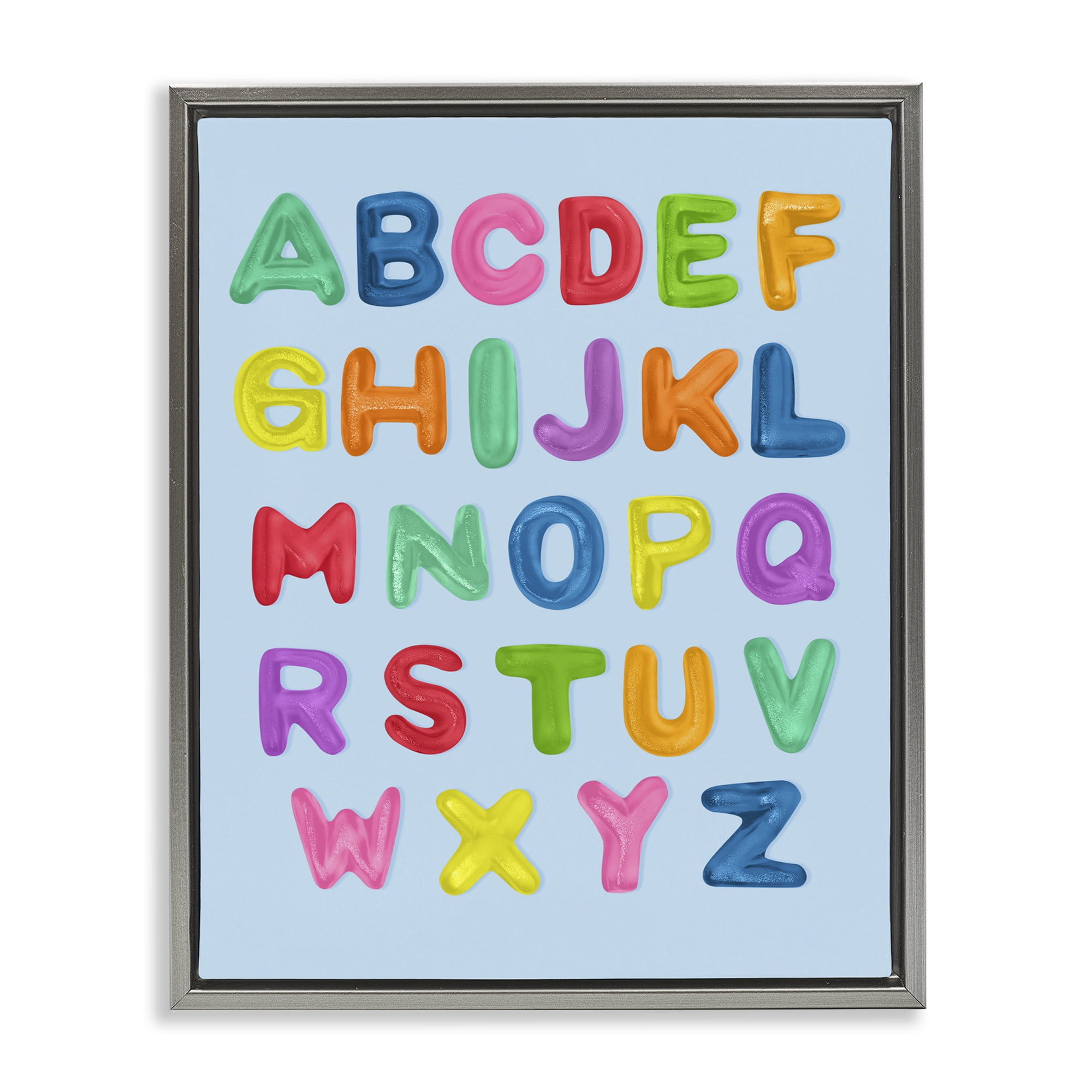 Stupell Industries Gummy Candy Alphabet Gray Framed Floater Canvas Wall Art, design by LISH Creative