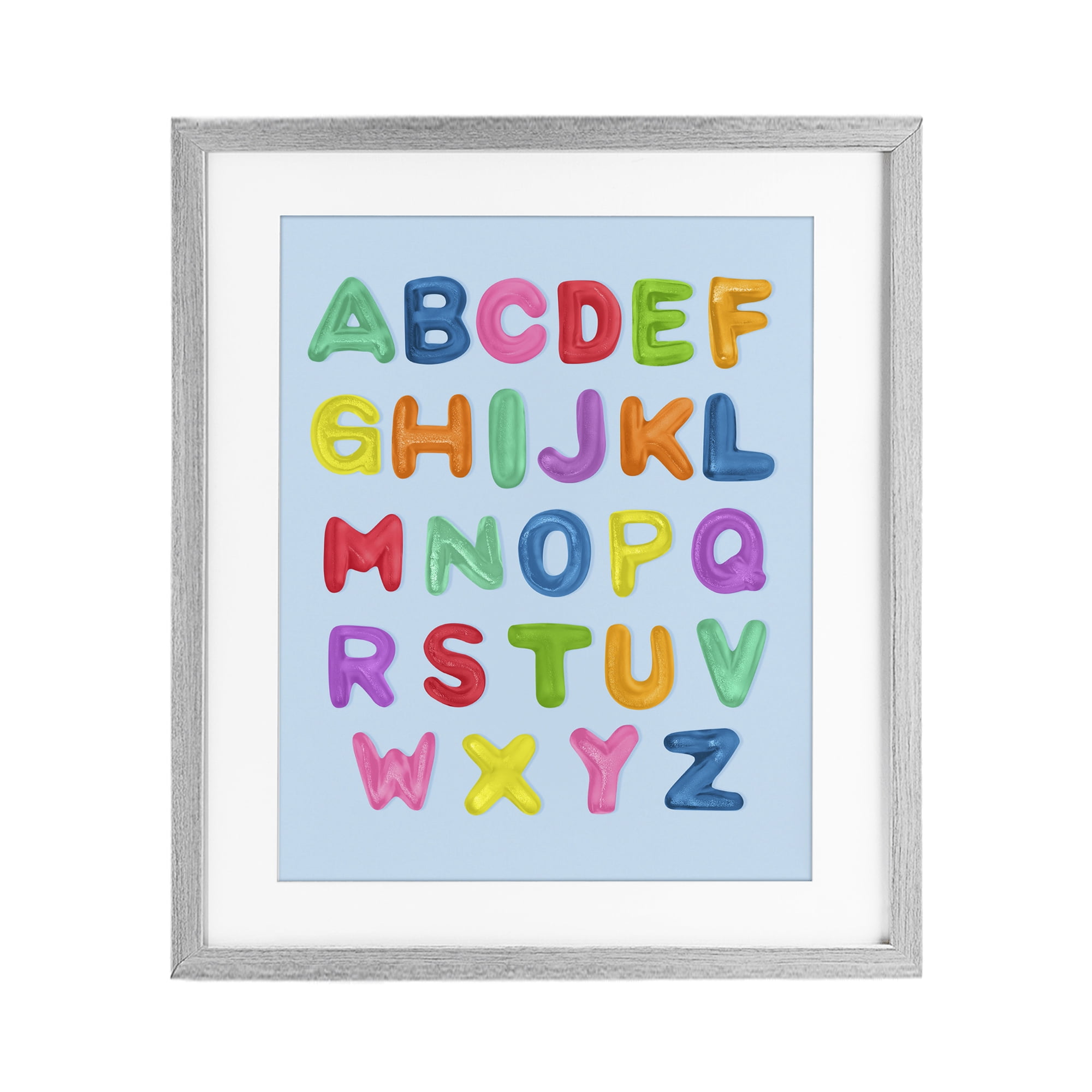 Stupell Industries Gummy Candy Alphabet Gray Framed Print Under Glass, design by LISH Creative