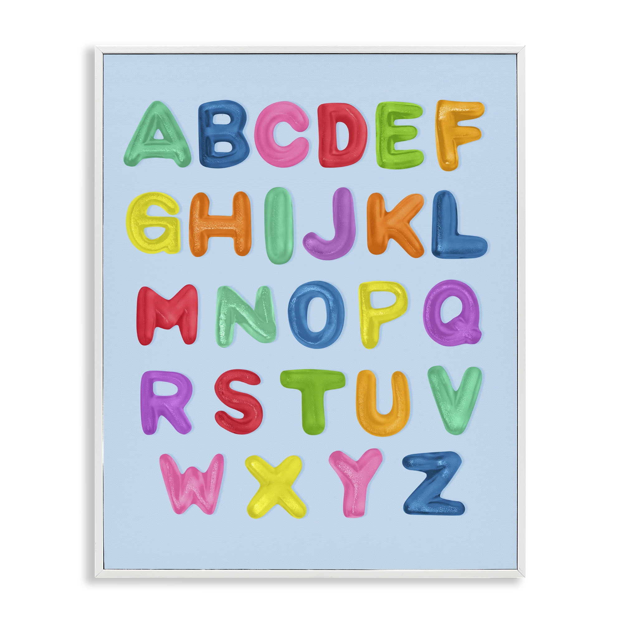 Stupell Industries Gummy Candy Alphabet White Framed Giclee Art, design by LISH Creative