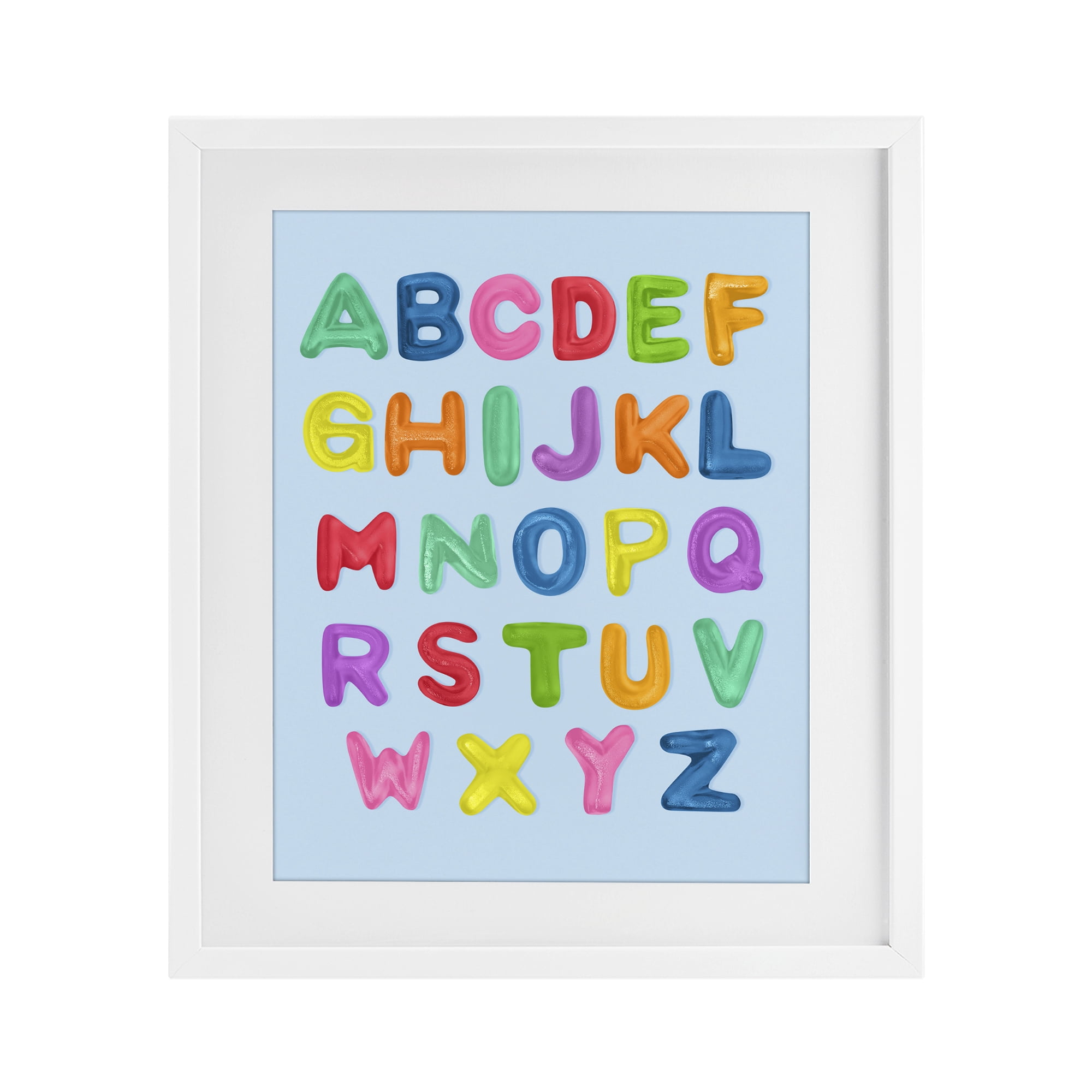 Stupell Industries Gummy Candy Alphabet White Framed Print Under Glass, design by LISH Creative