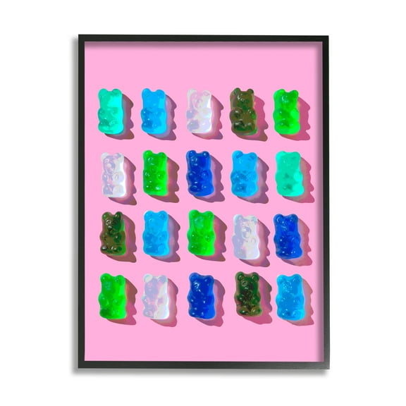 Stupell Industries Gummy Candy Bears Pattern Food & Beverage Painting Black Framed Art Print Wall Art, 11 x 14