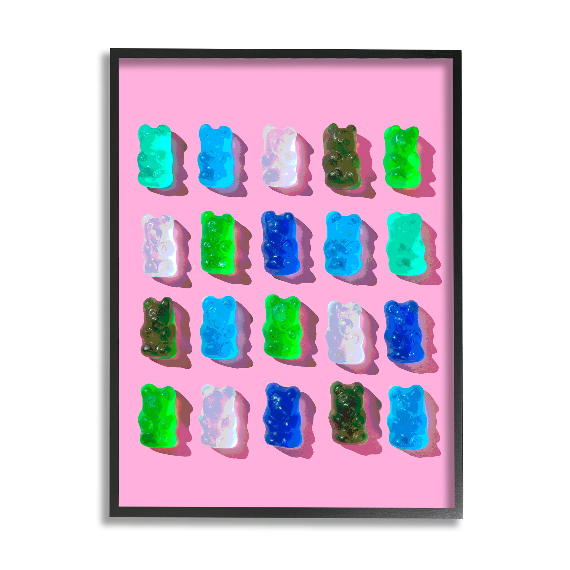 Stupell Industries Gummy Candy Bears Pattern Food & Beverage Painting Black Framed Art Print Wall Art, 16 x 20